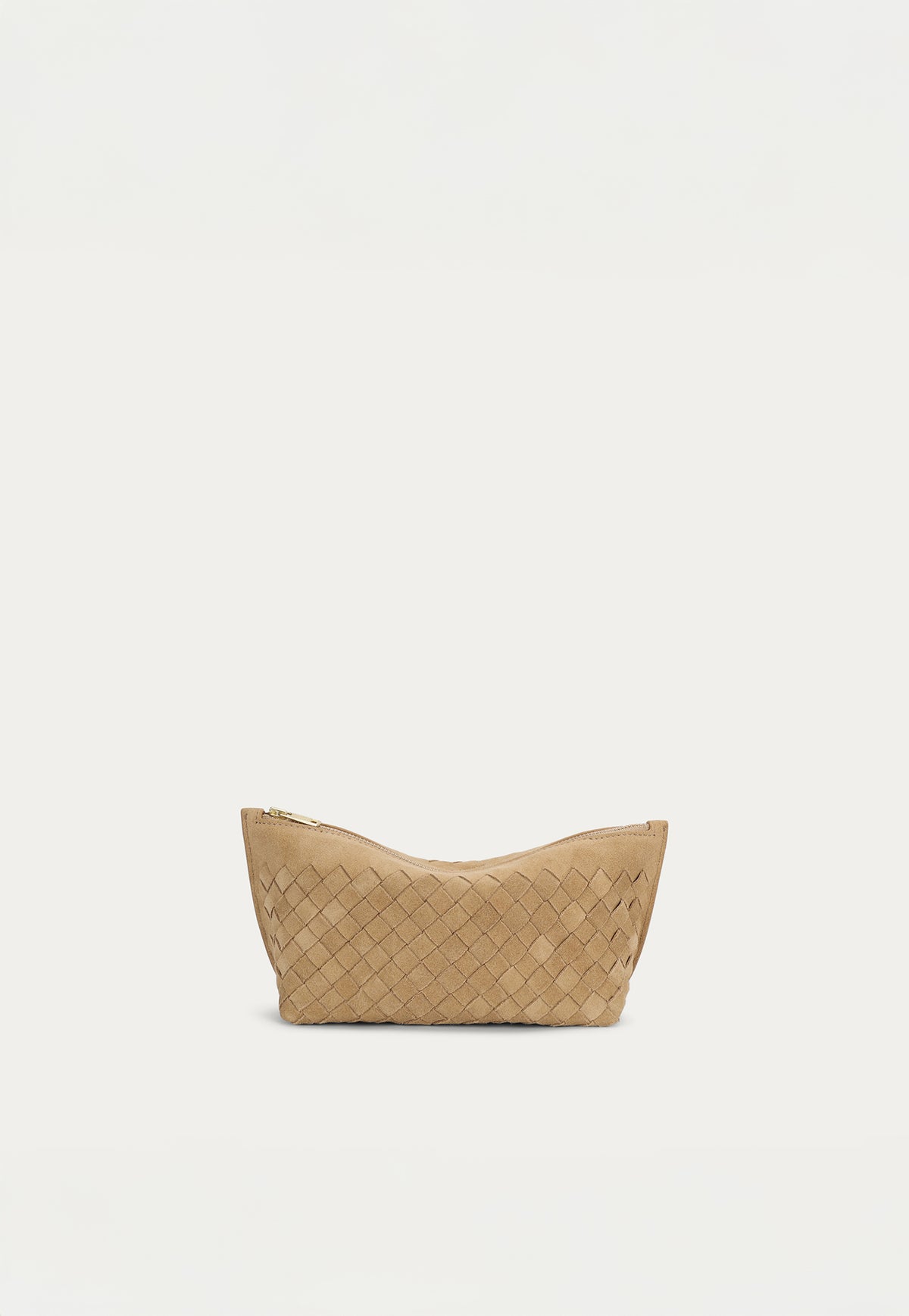 The Deadly Ponies Medium Poucher in Oat Woven Suede is crafted from woven calf suede.