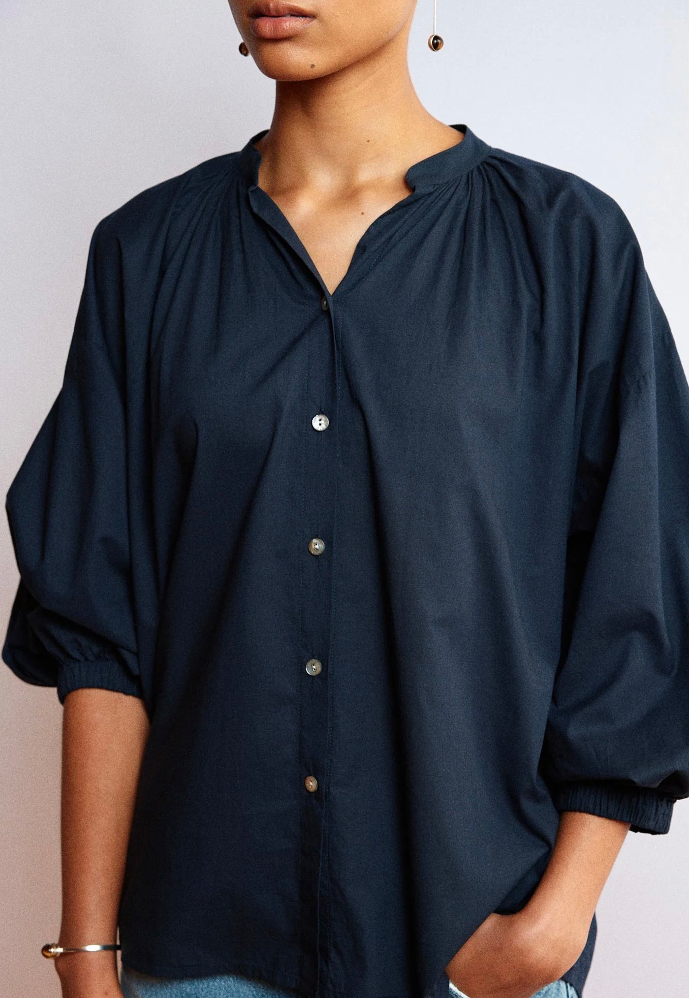 Everyday Blouse - Navy Cotton Voile