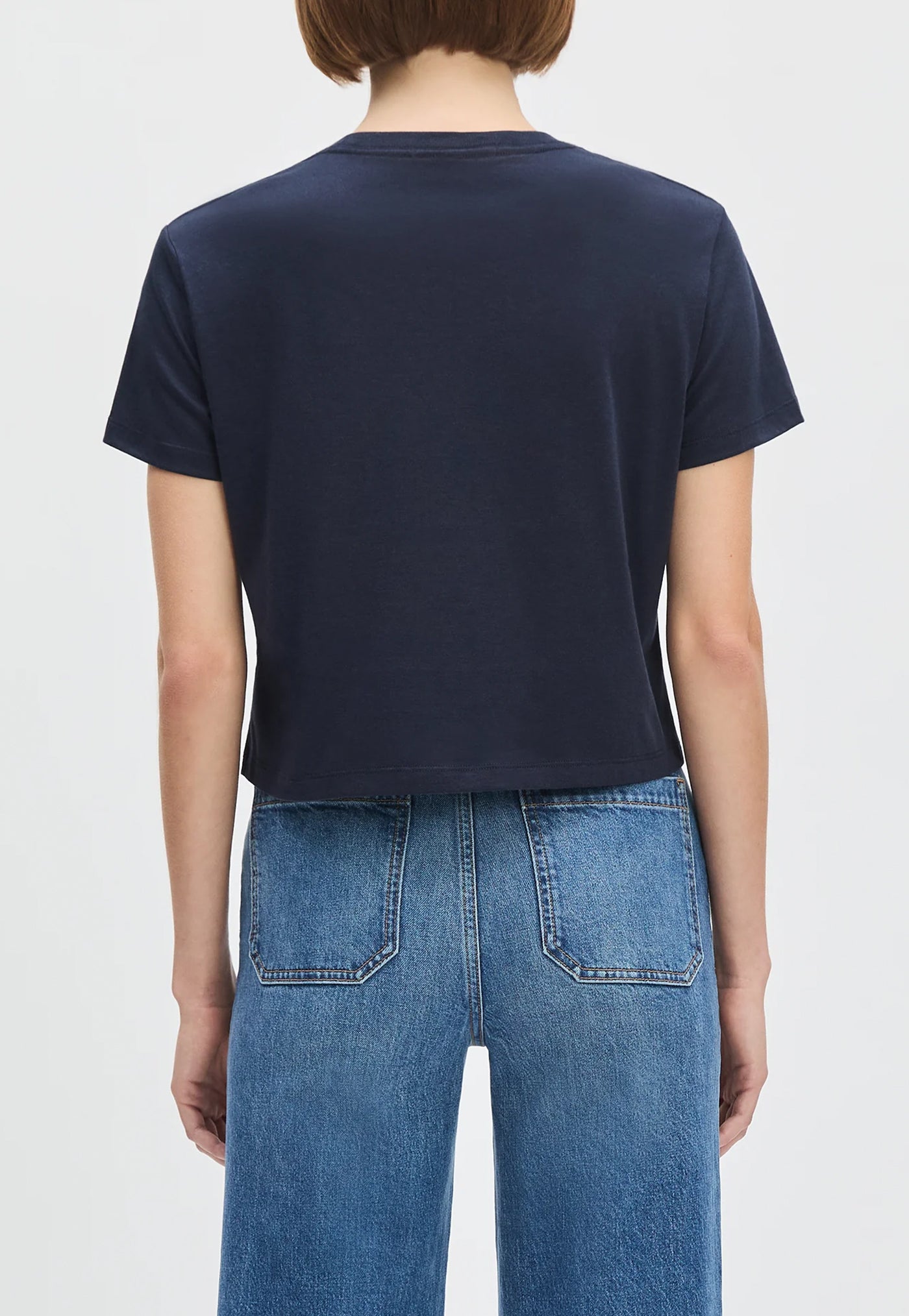 Cropped Logo Tee - Navy/Gardenia