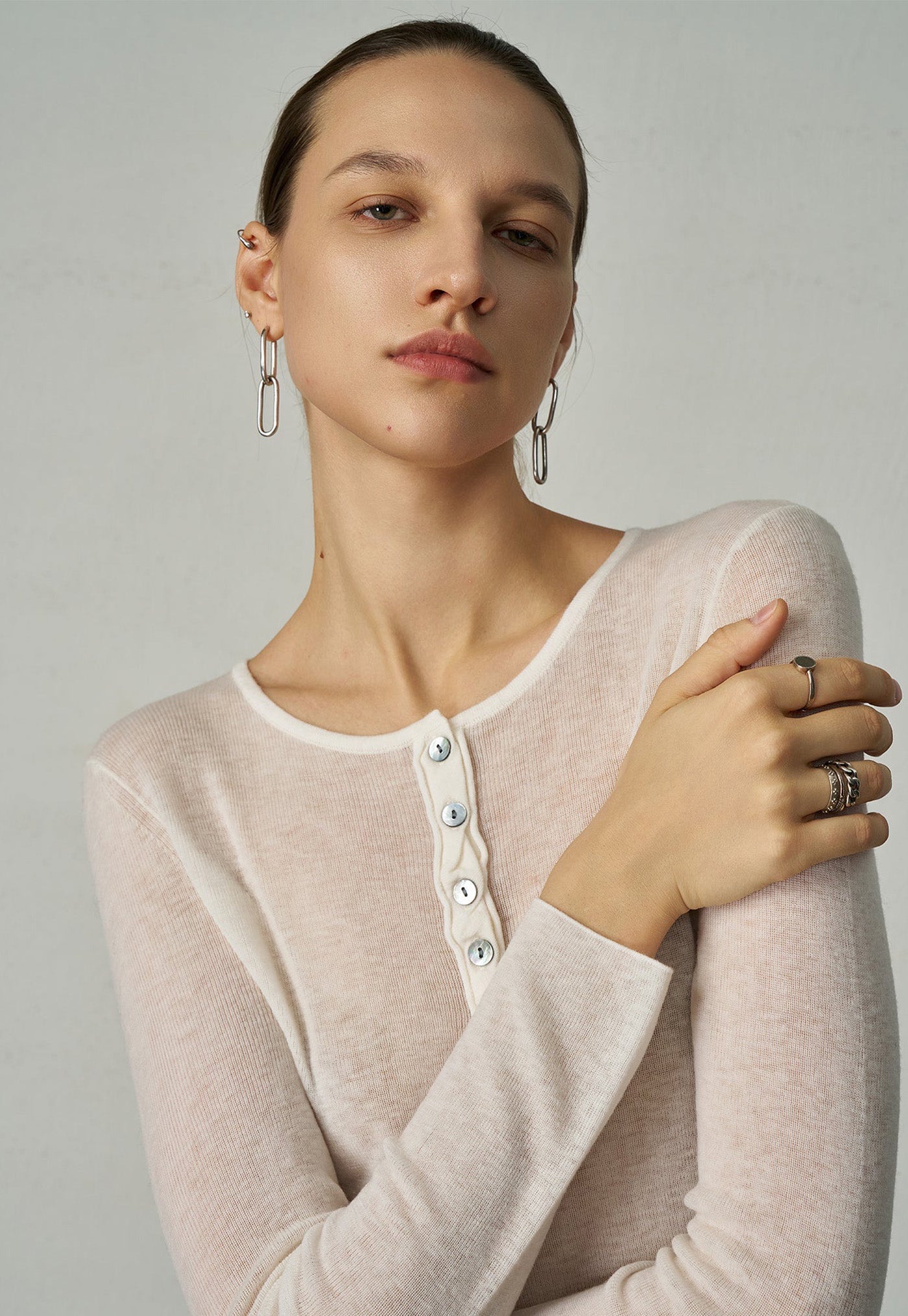 910 Sheerness Placket Top - Ivory