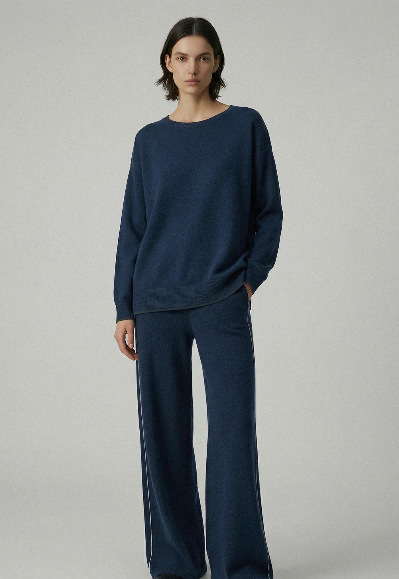 N.375 Cashmere Blend Weekend Sweater - Storm Blue