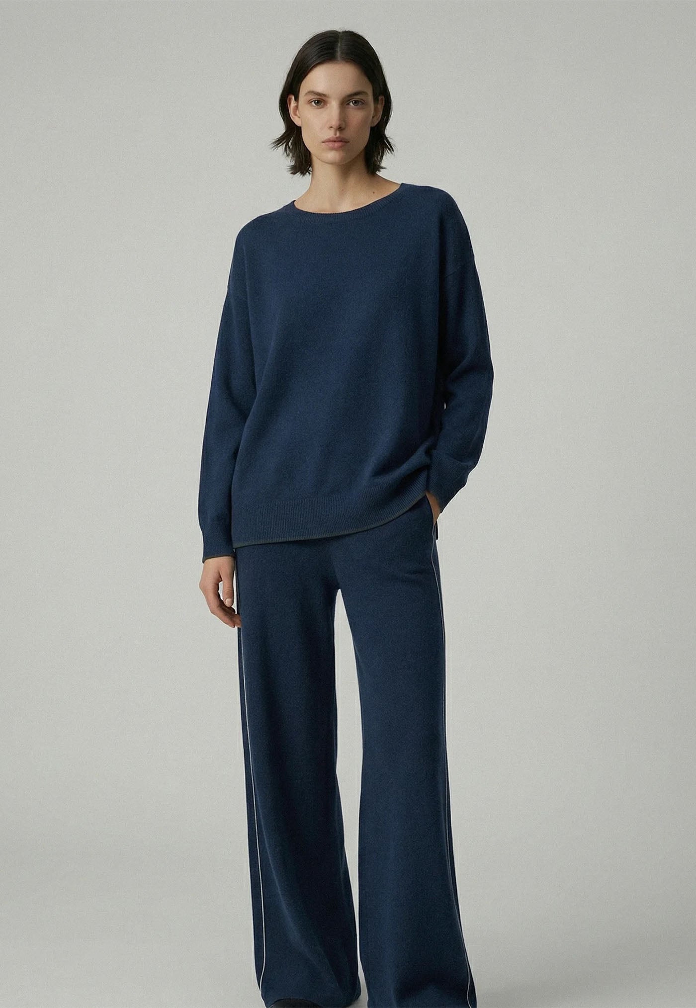 N.497 Cashmere Blend Side Stitch Pant - Storm Blue
