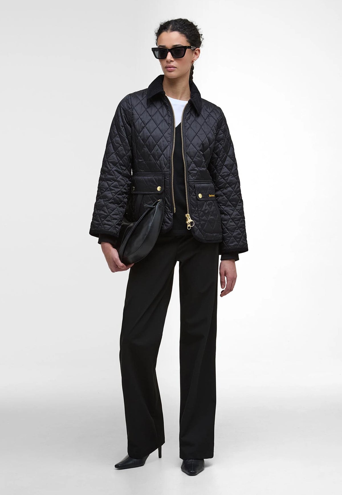 Fitted Beadnell Quilted Jacket - Black/Classic