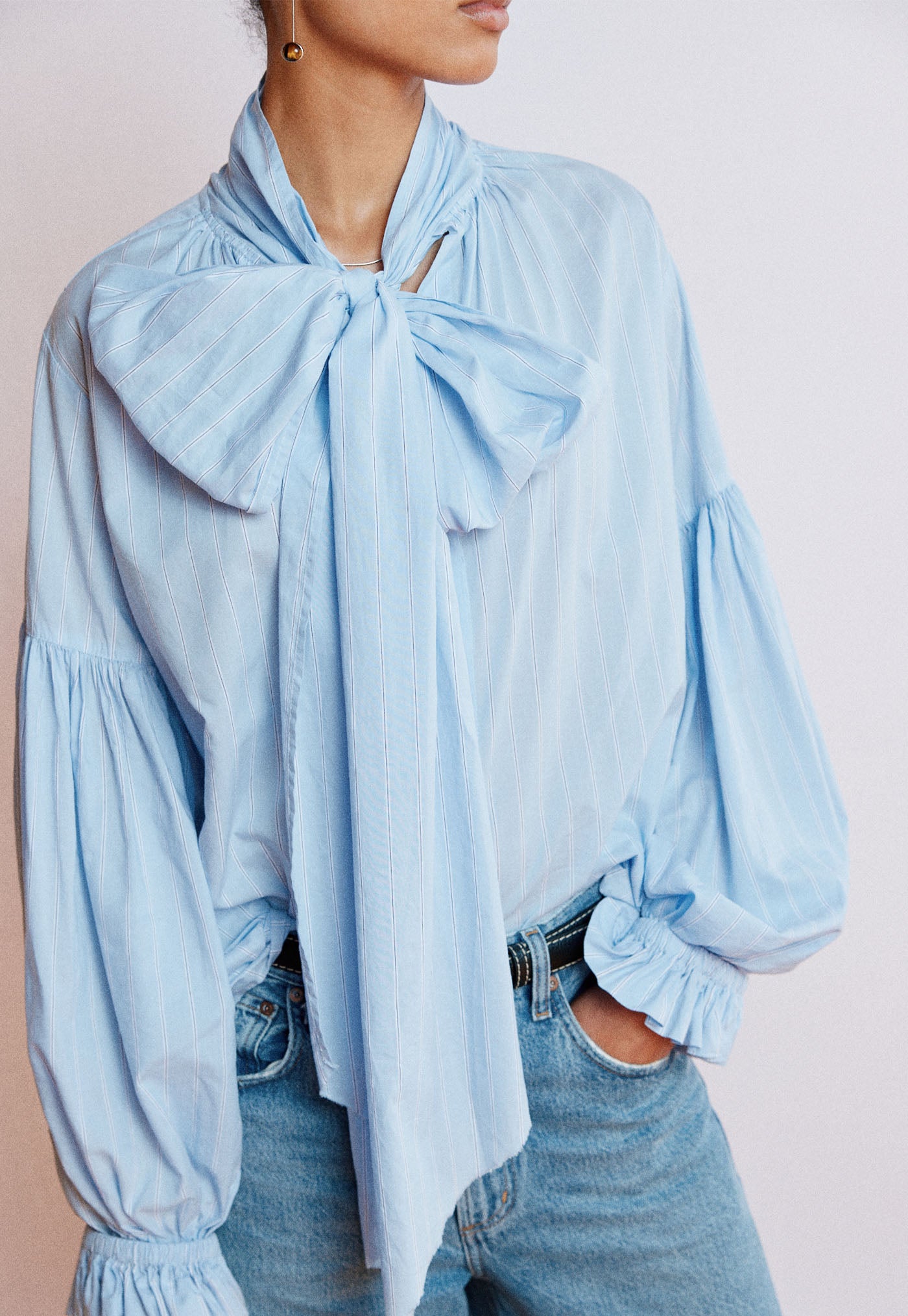 Bow Blouse - Raglan Stripe