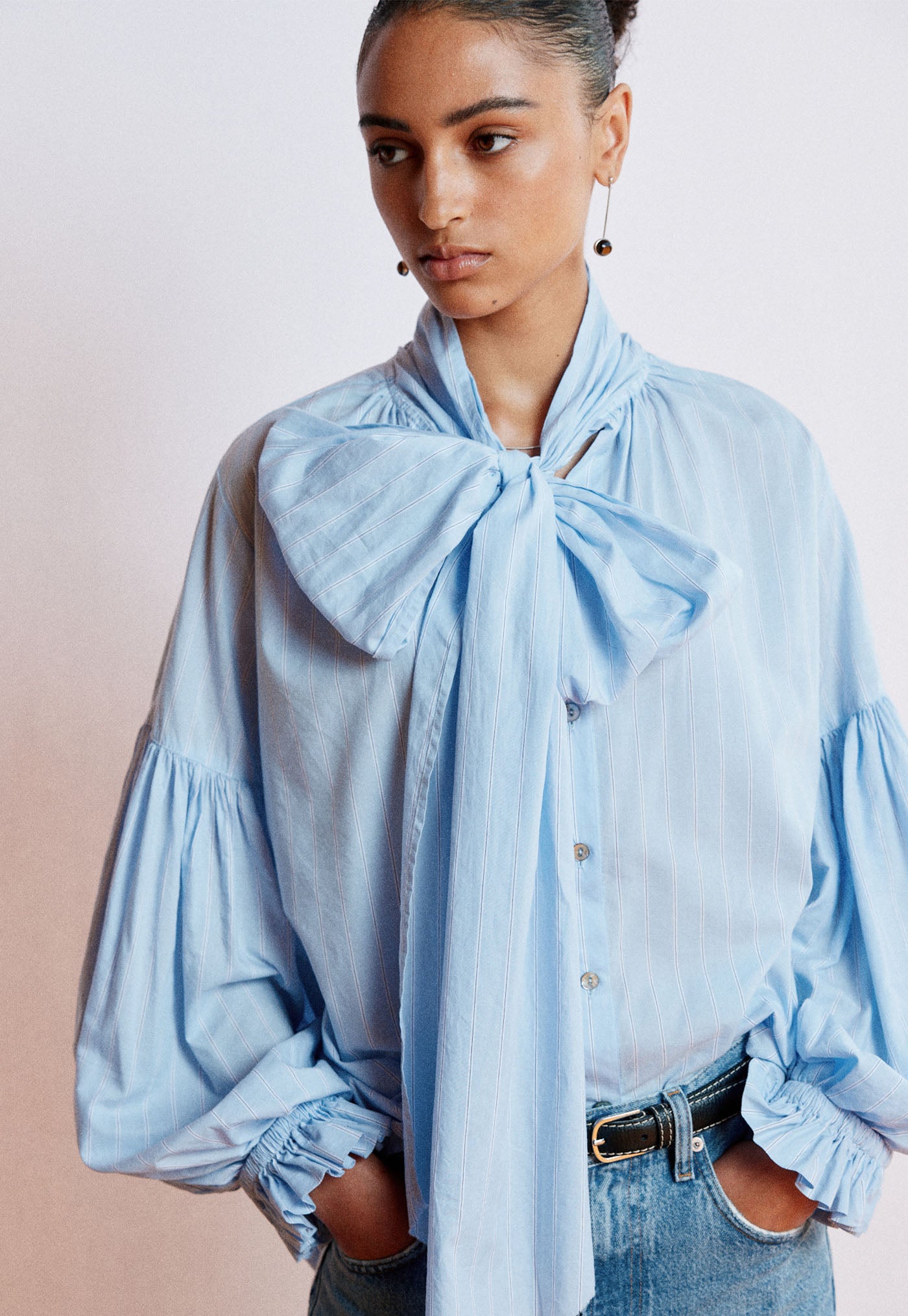 Bow Blouse - Raglan Stripe
