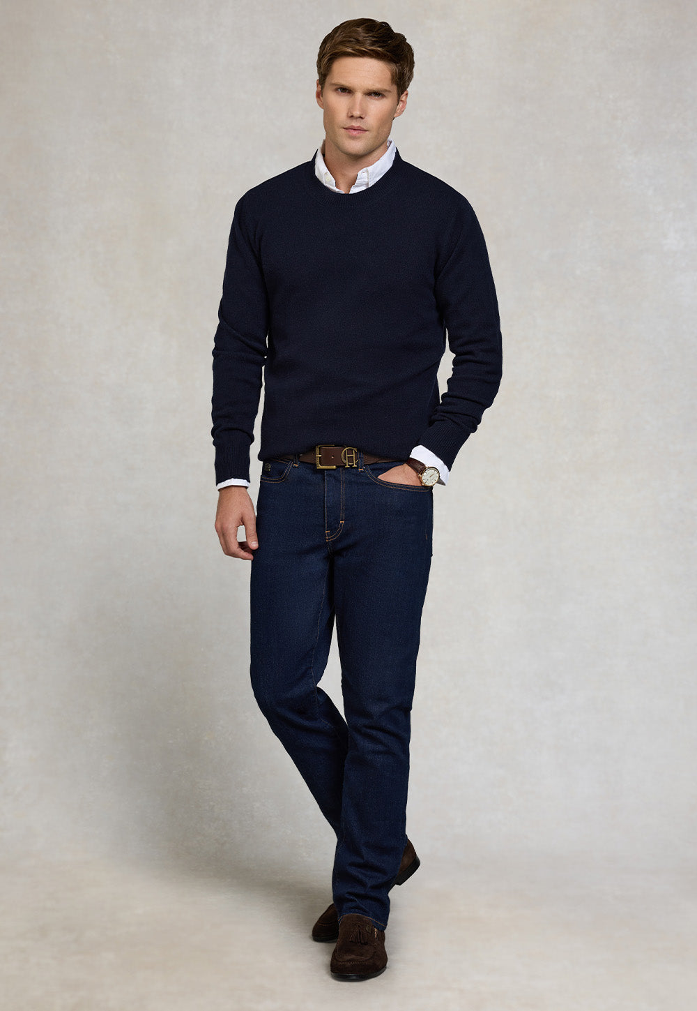 Men's Byron Crew Neck Knit - Navy