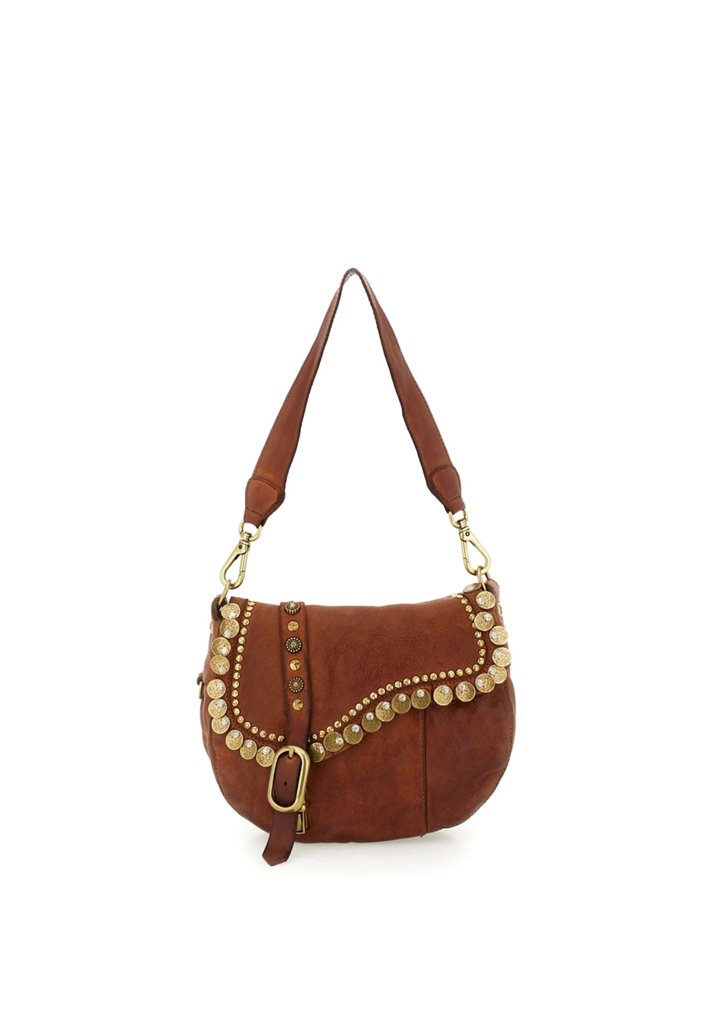 Gioachina Medal Studs Cross Body Bag - Cognac