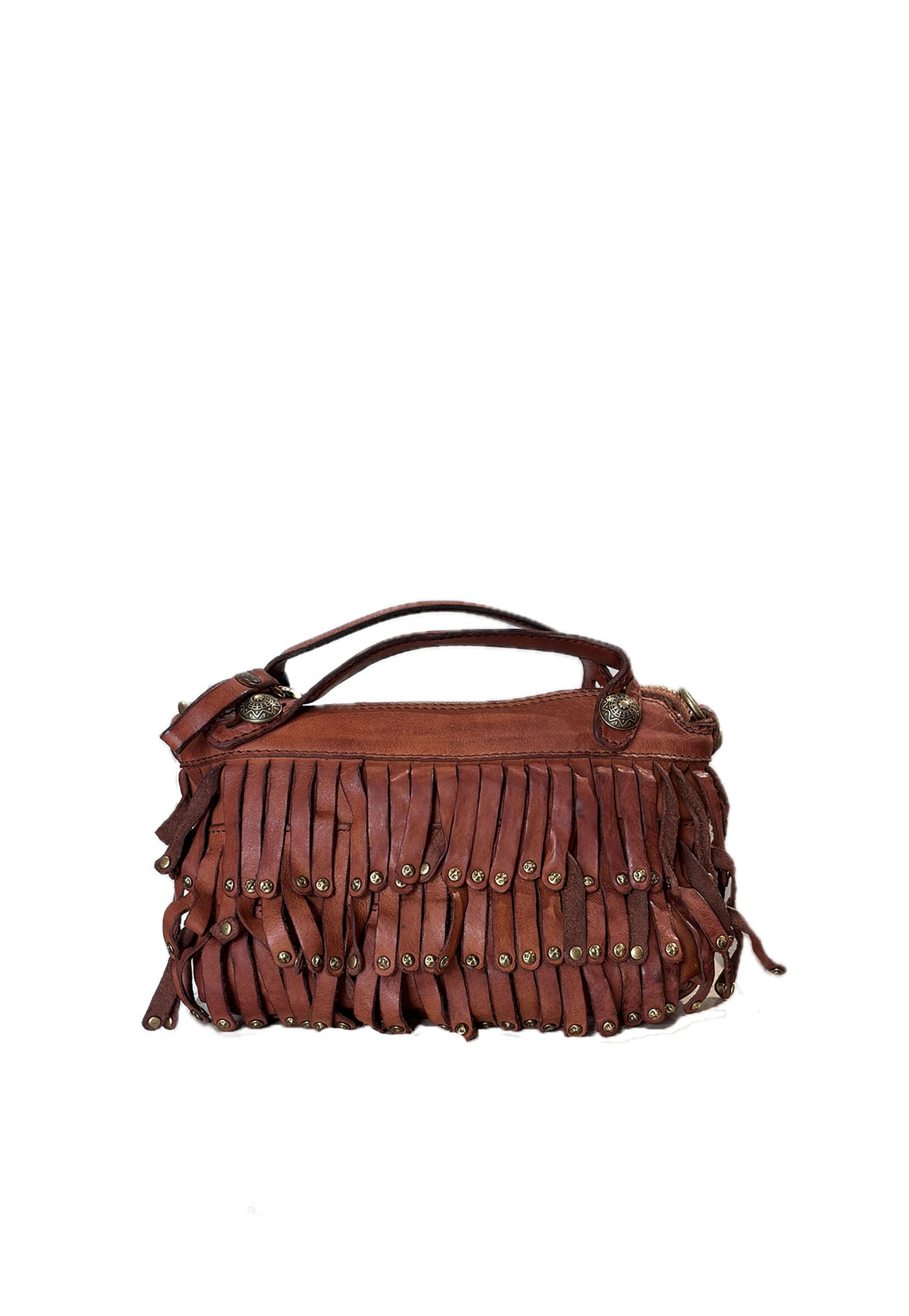 Melissa Fringe Studded Bag - Cognac