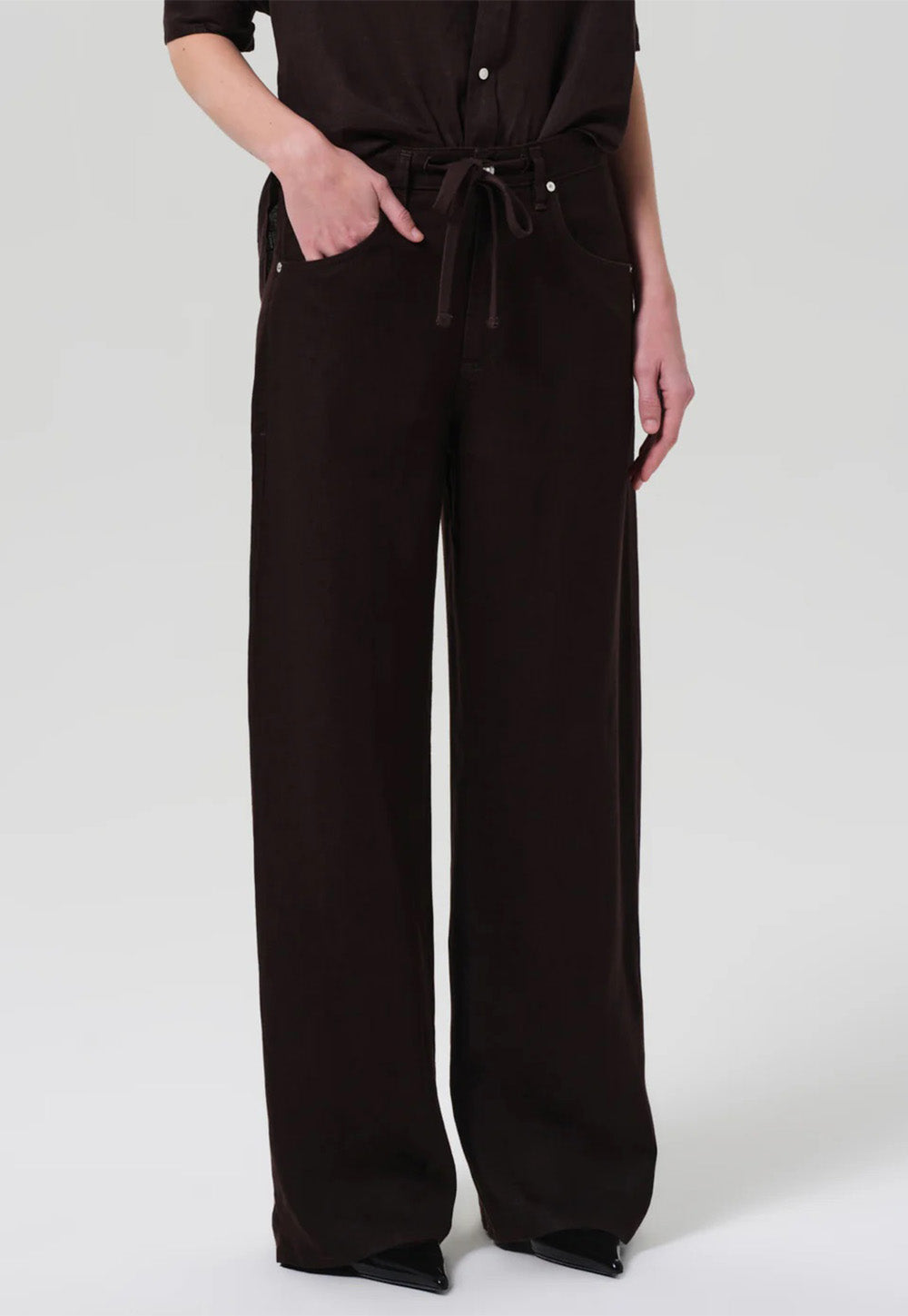 Brynn Drawstring Trouser - Chocolate Linen