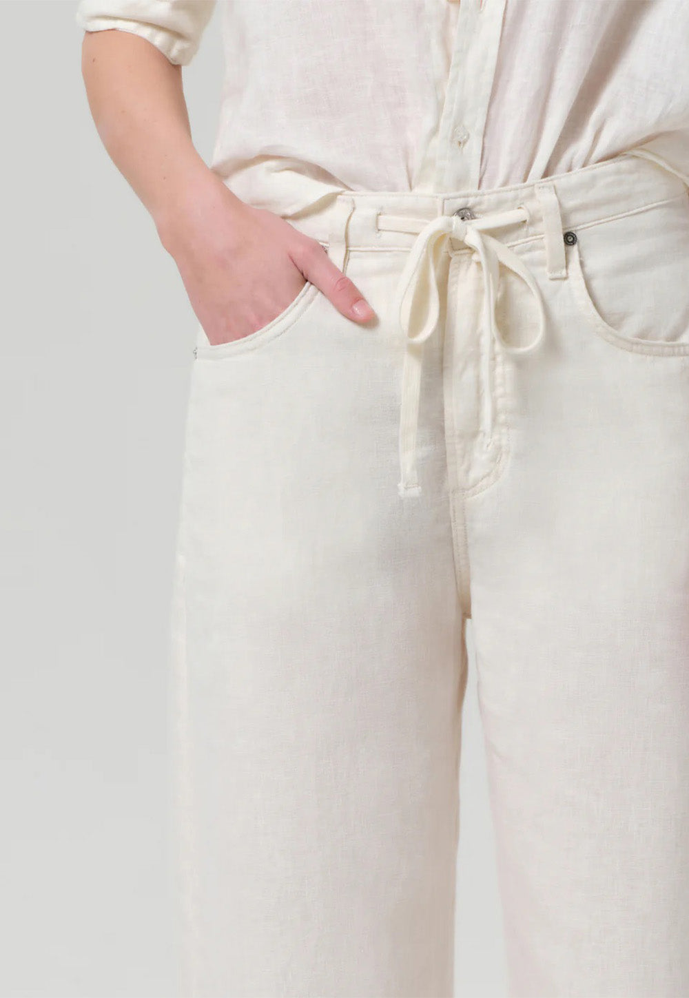 Brynn Drawstring Trouser - Vanilla Linen