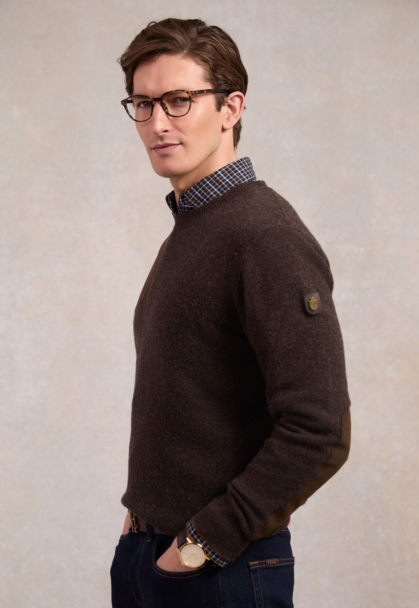 Men's Country Crew Neck Knit - Chocolate