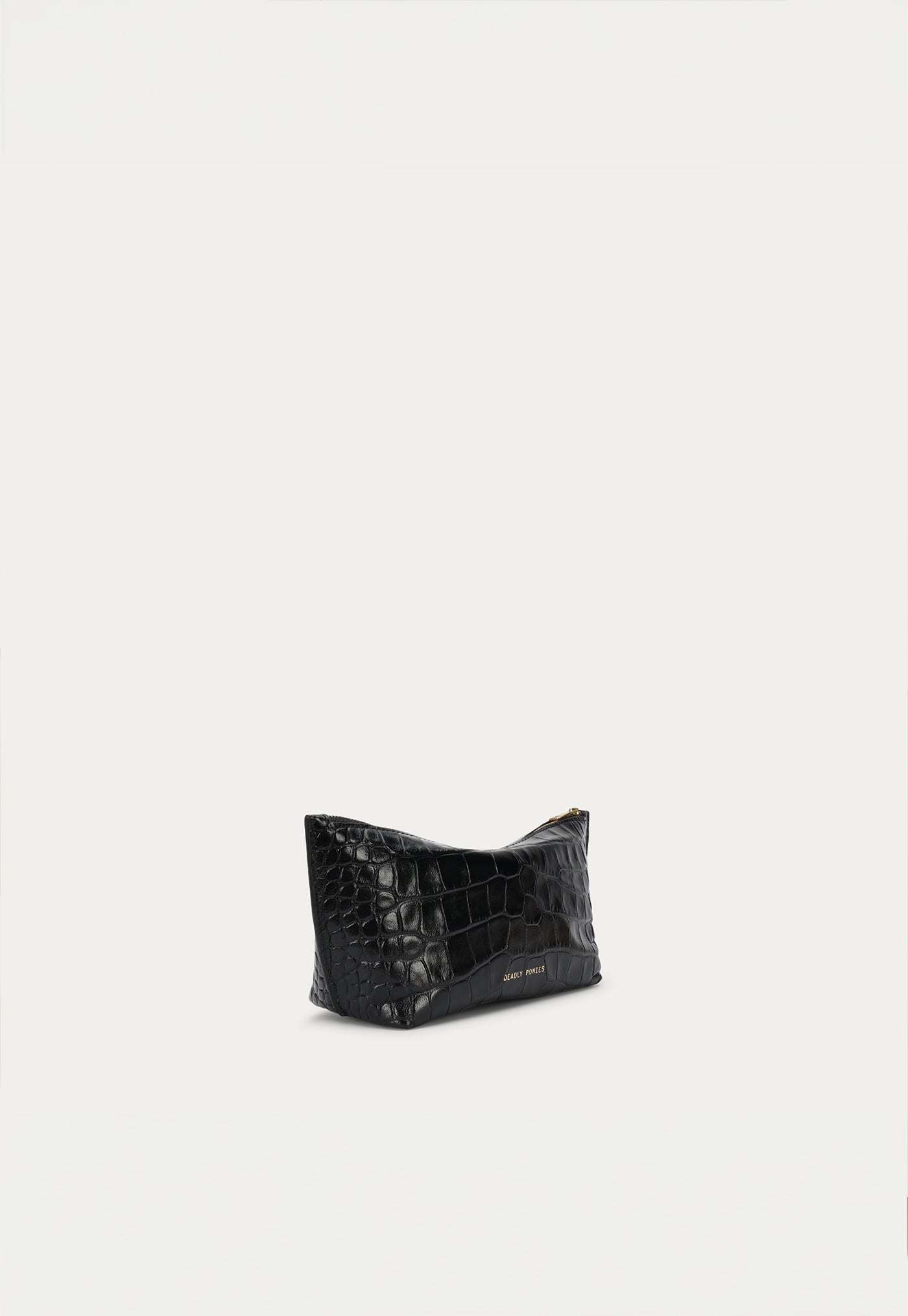 Medium Poucher - Black Croc