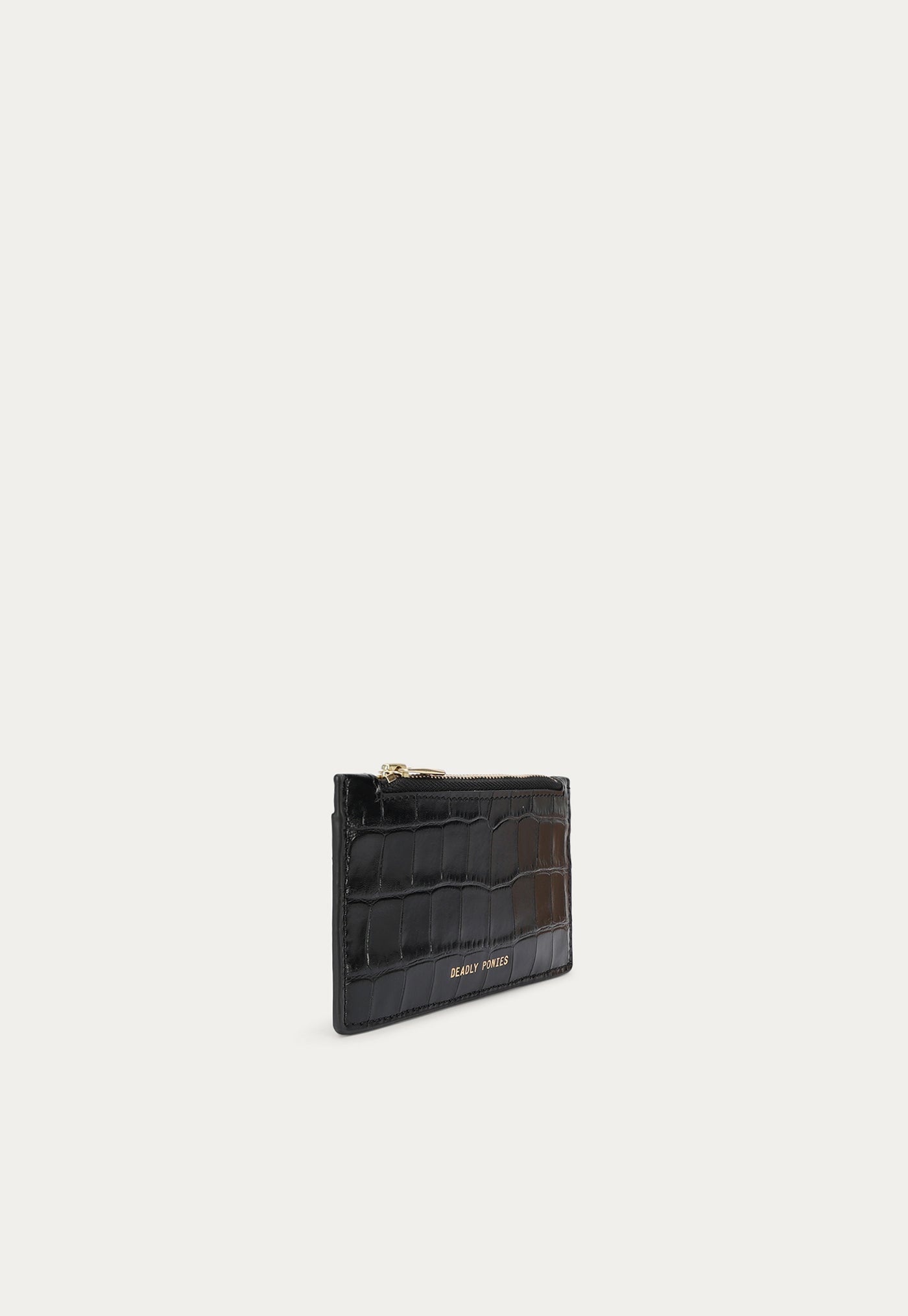 Zip Card Holder - Black Croc