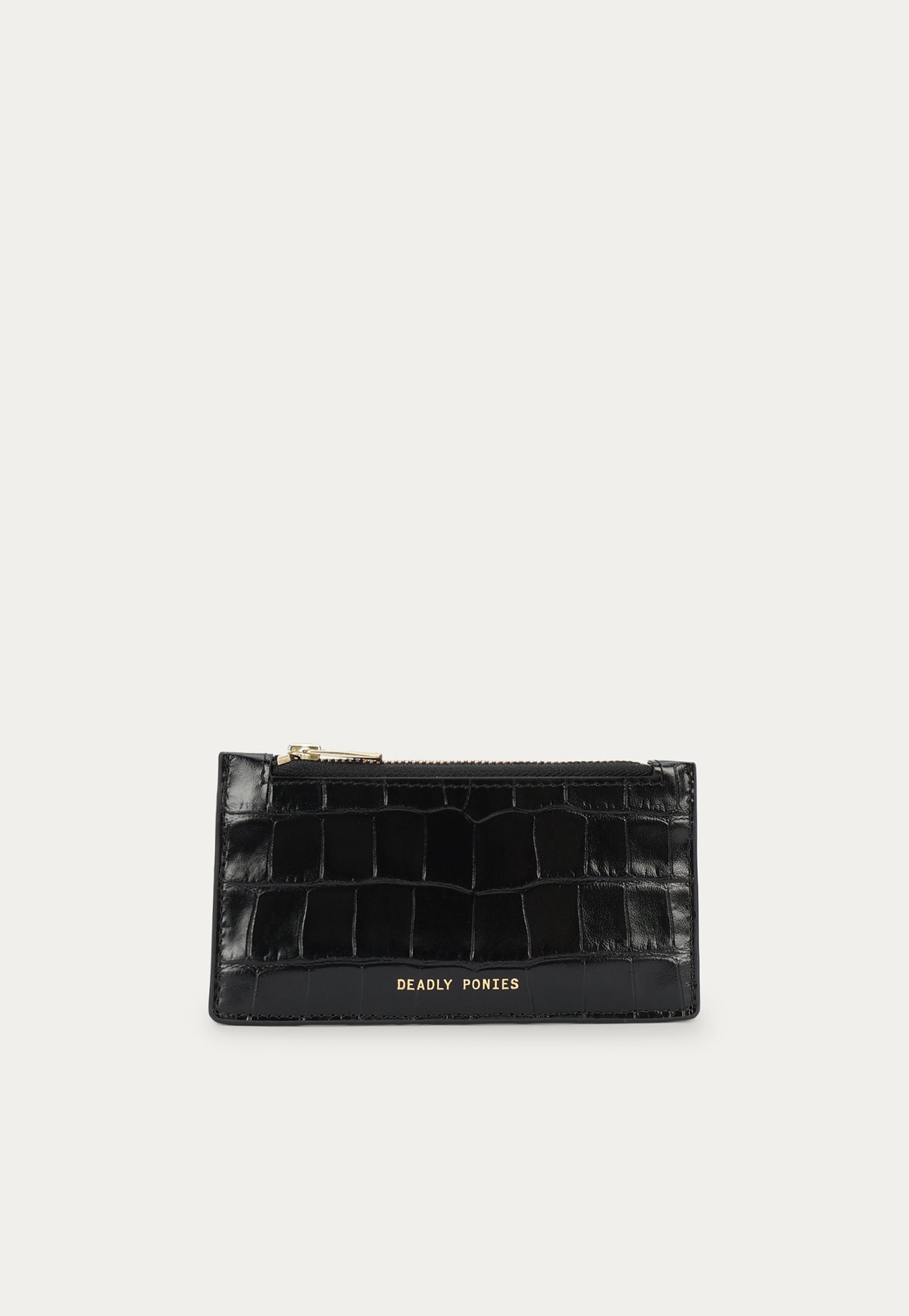 Zip Card Holder - Black Croc