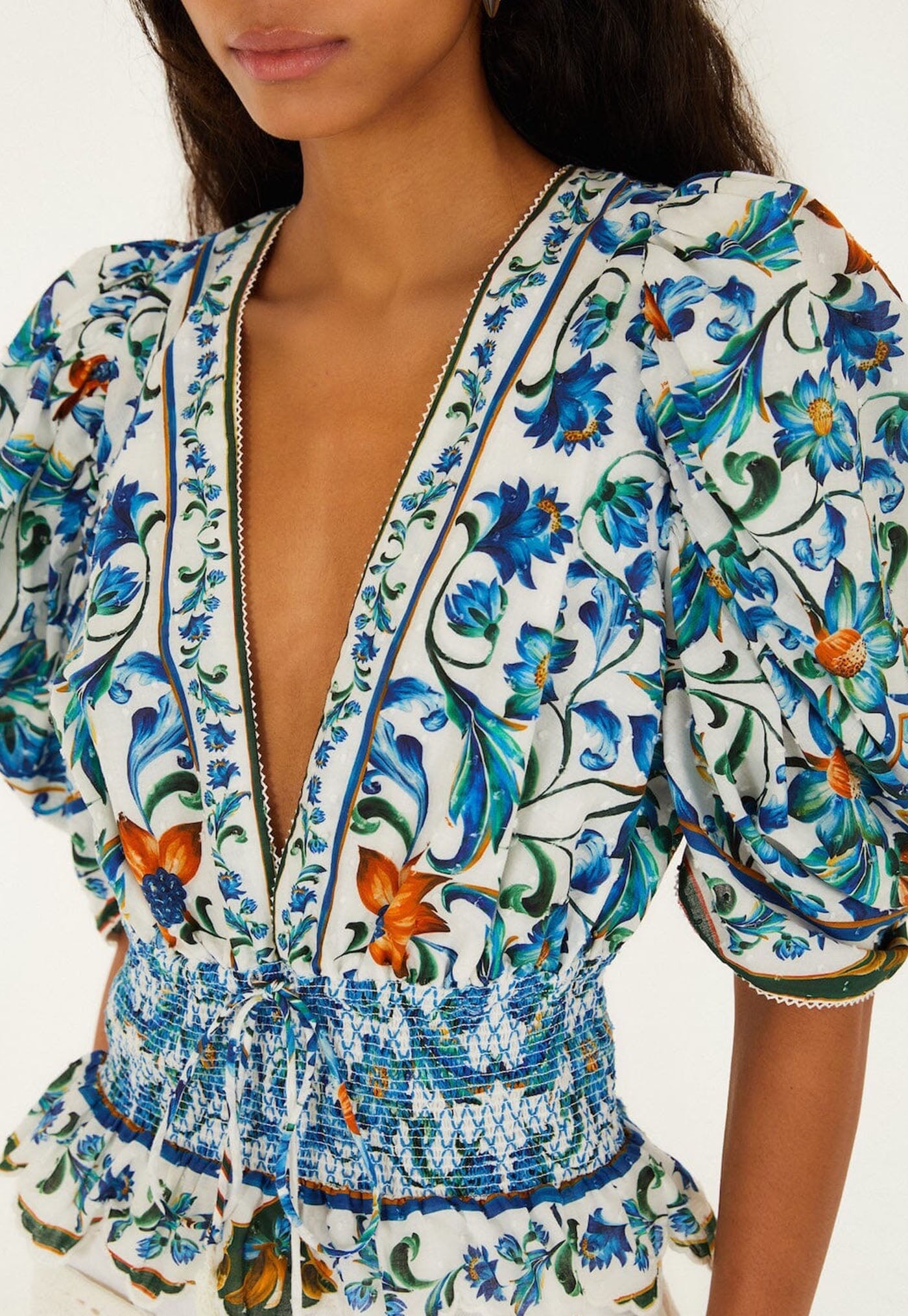 Flora Tile Blouse - Off White