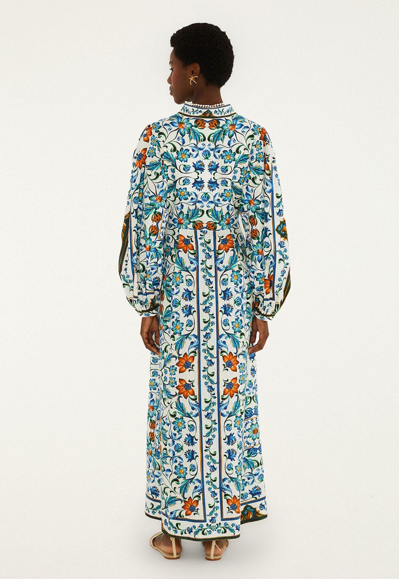 Flora Tile Maxi Dress - Off White