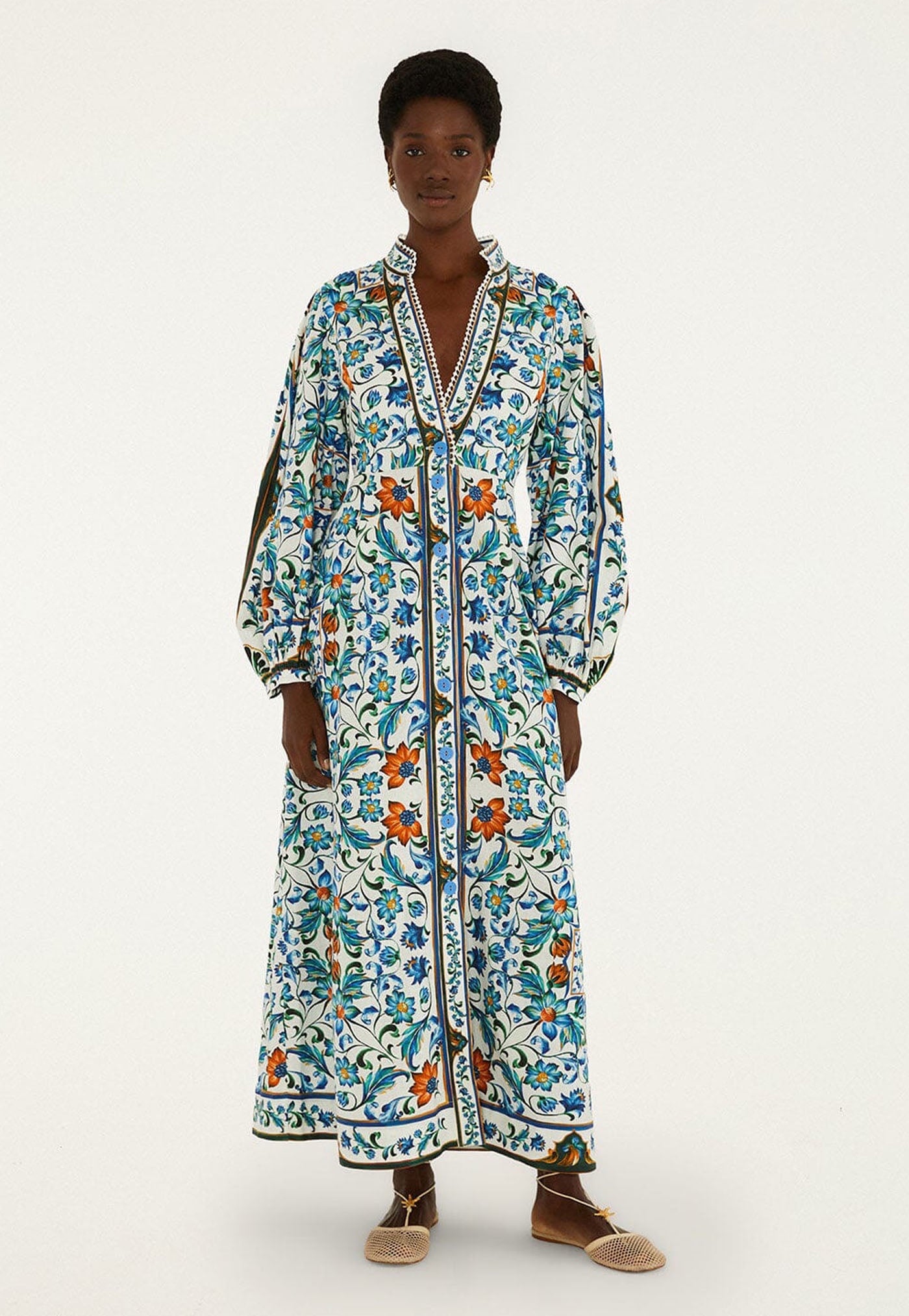 Flora Tile Maxi Dress - Off White