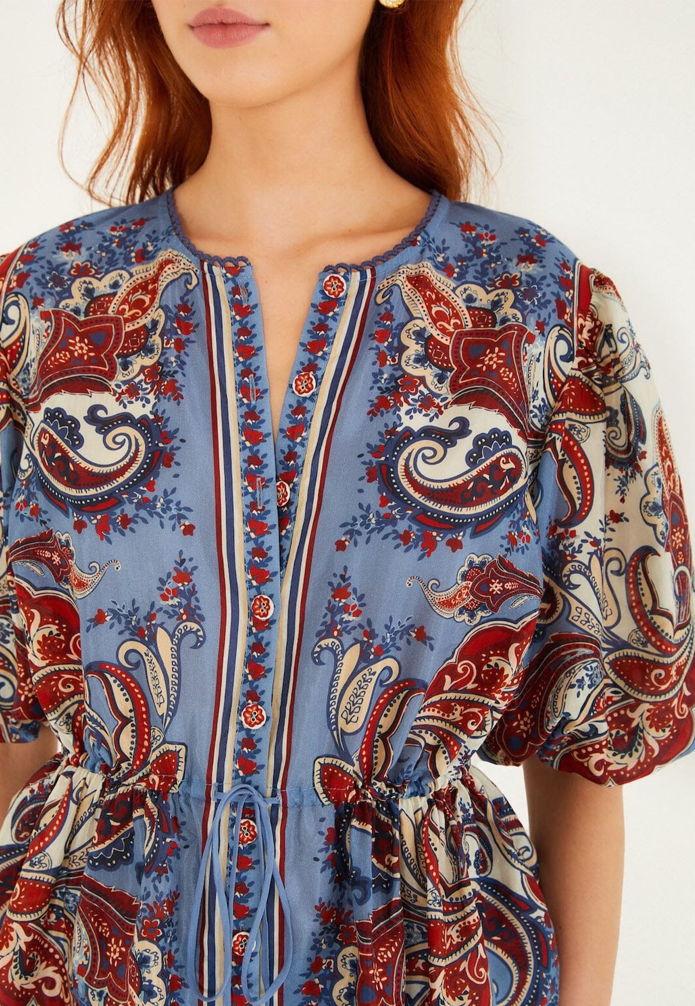 Paisley Scarf Blouse - Cream