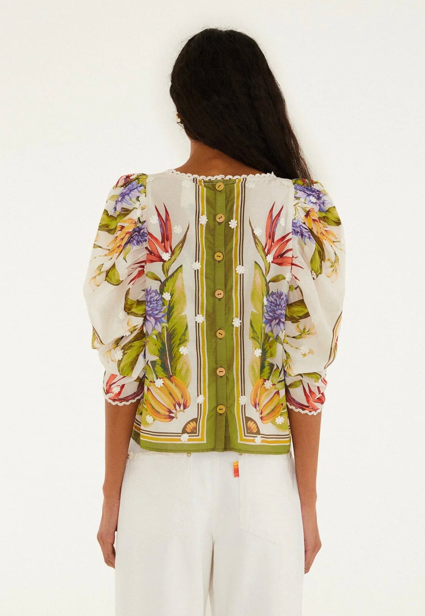 Tropical Scarf Blouse - Sand/Green