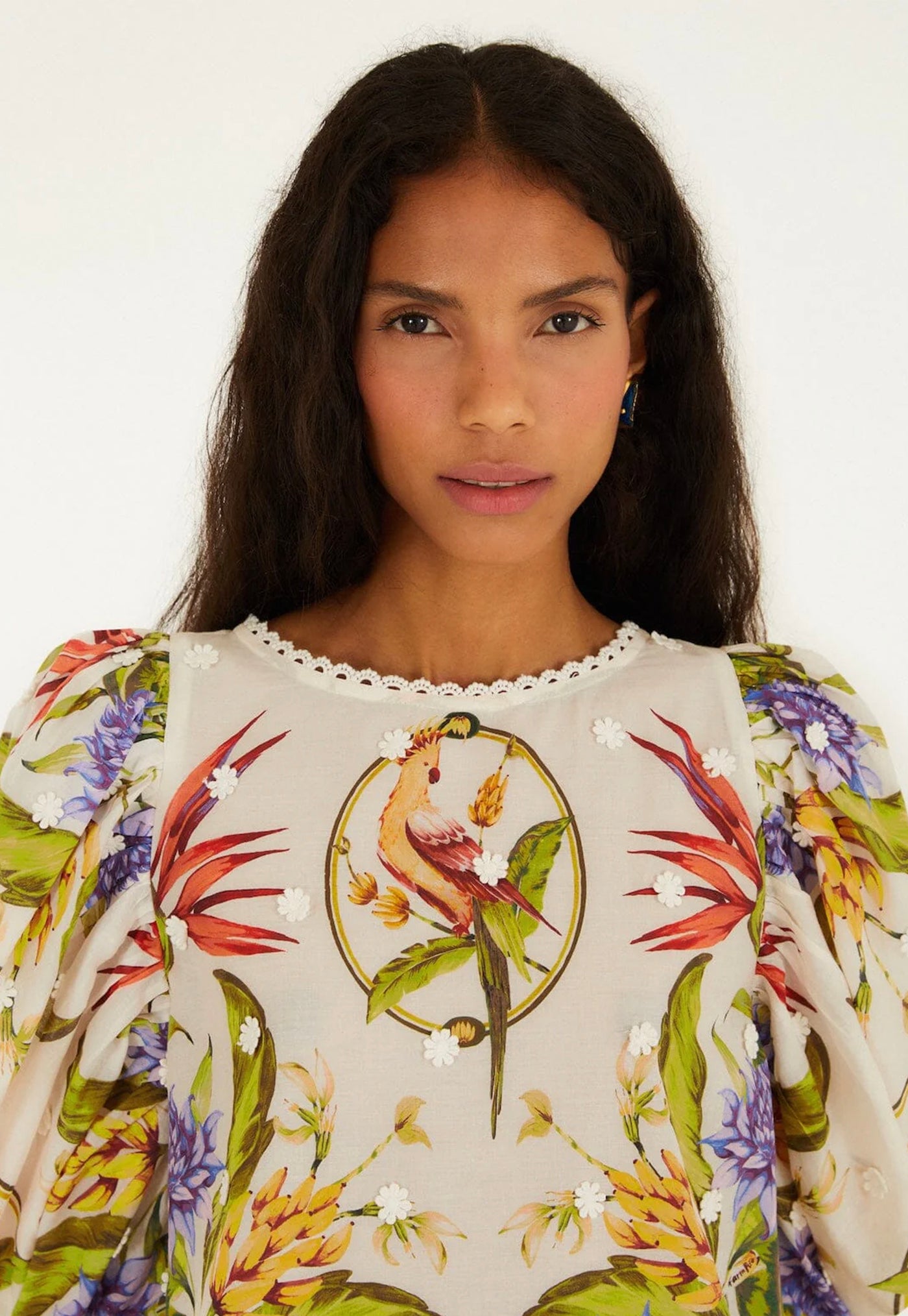 Tropical Scarf Blouse - Sand/Green