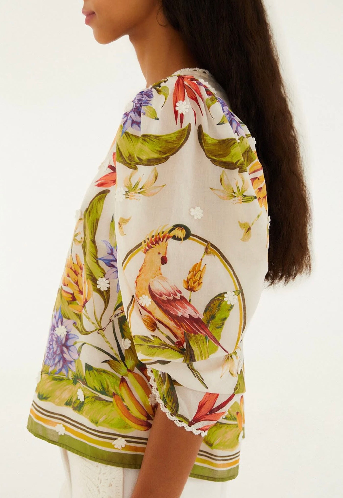 Tropical Scarf Blouse - Sand/Green