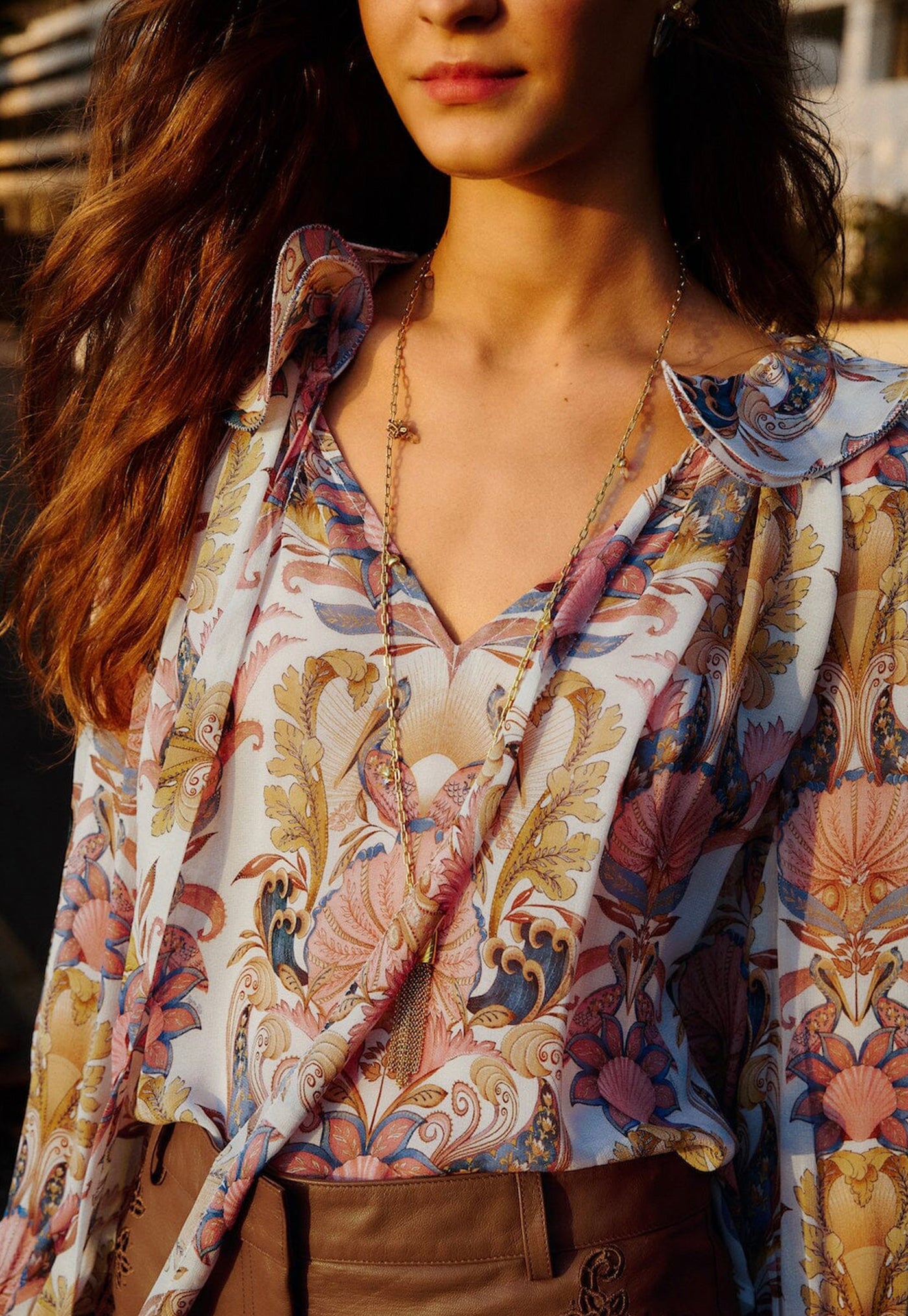 Sea Garden Ruffled Long Sleeve Blouse - Off White