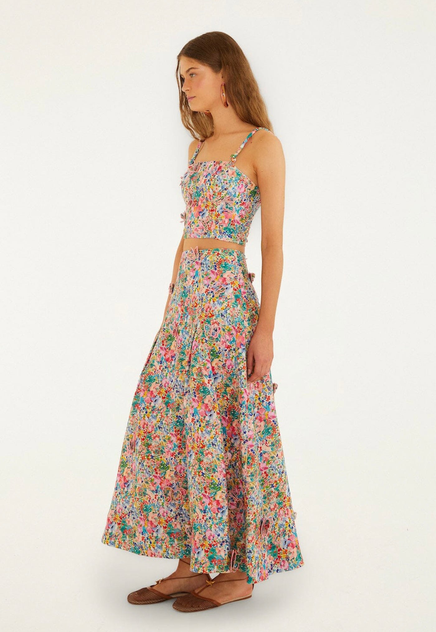 Peasant Floral Top - Off White Butterflies