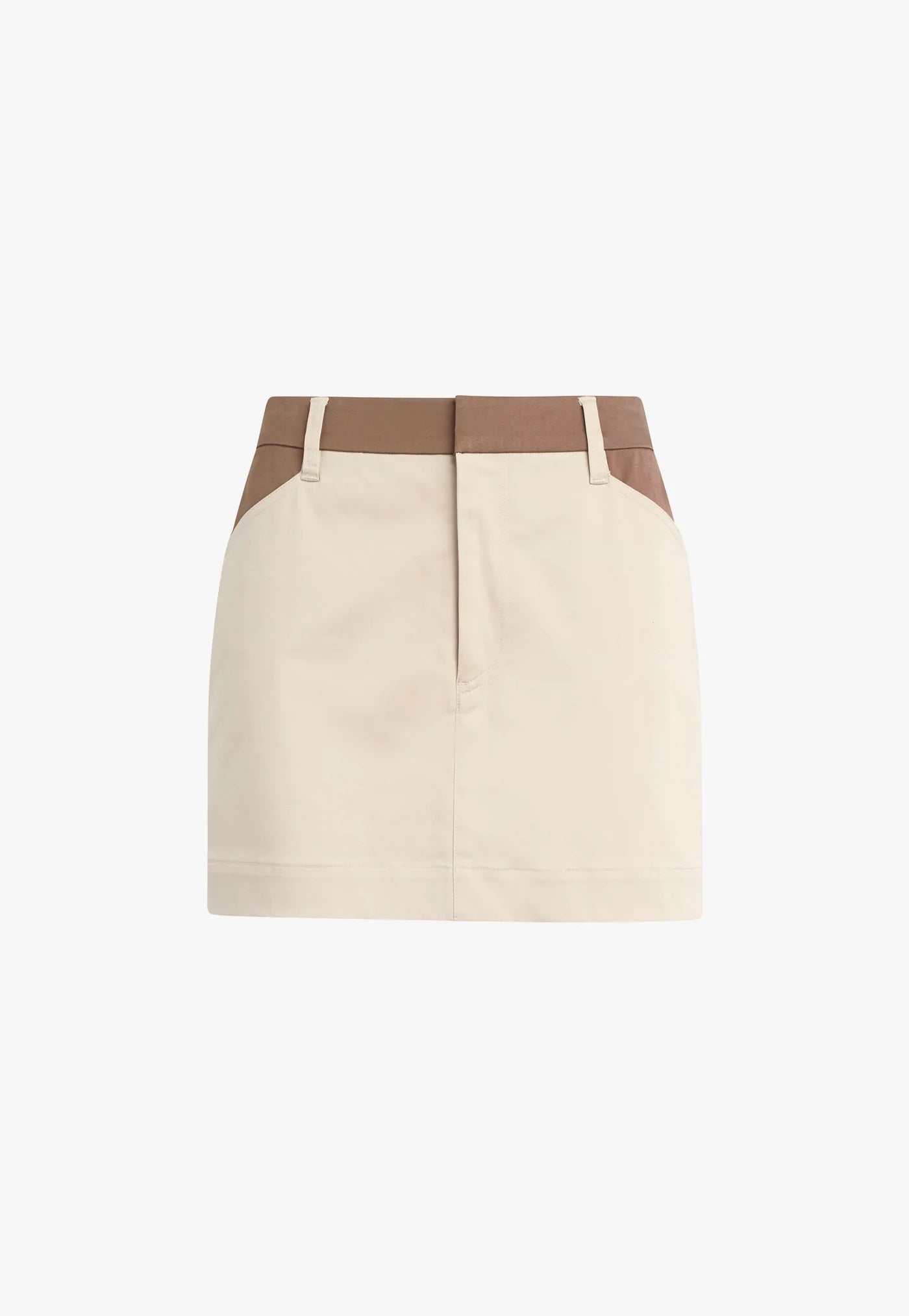 The Monica Skirt - Beige w/ Khaki Contrast
