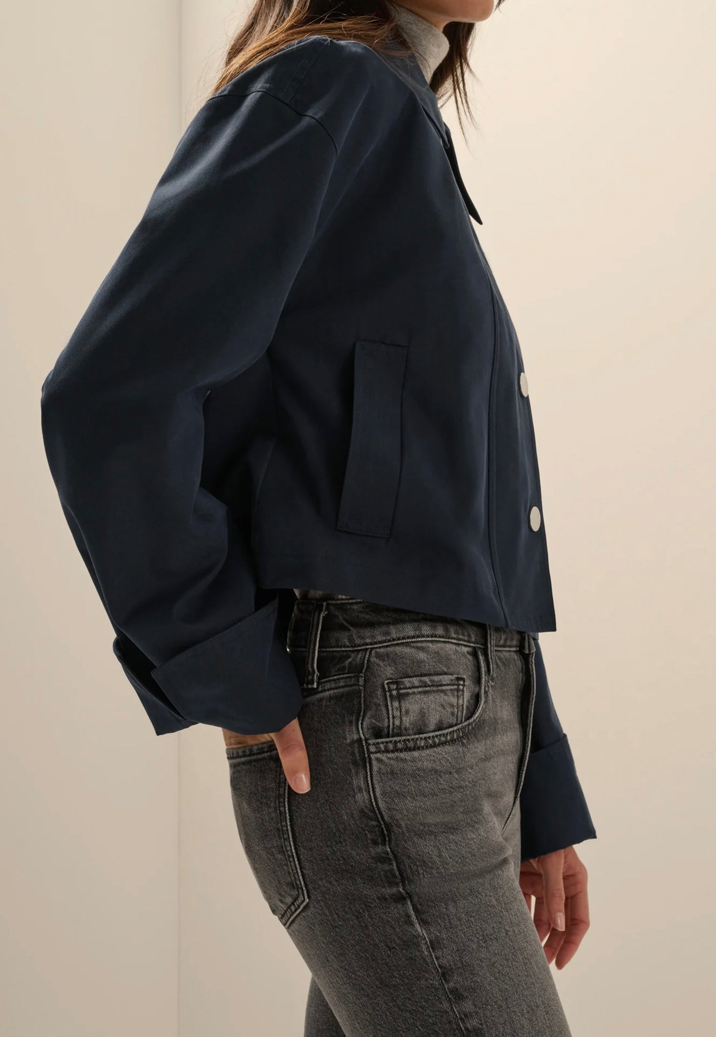 The Rue Cropped Trench - Navy