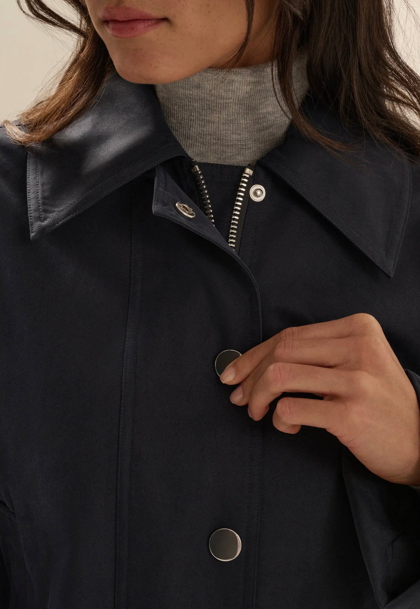 The Rue Cropped Trench - Navy