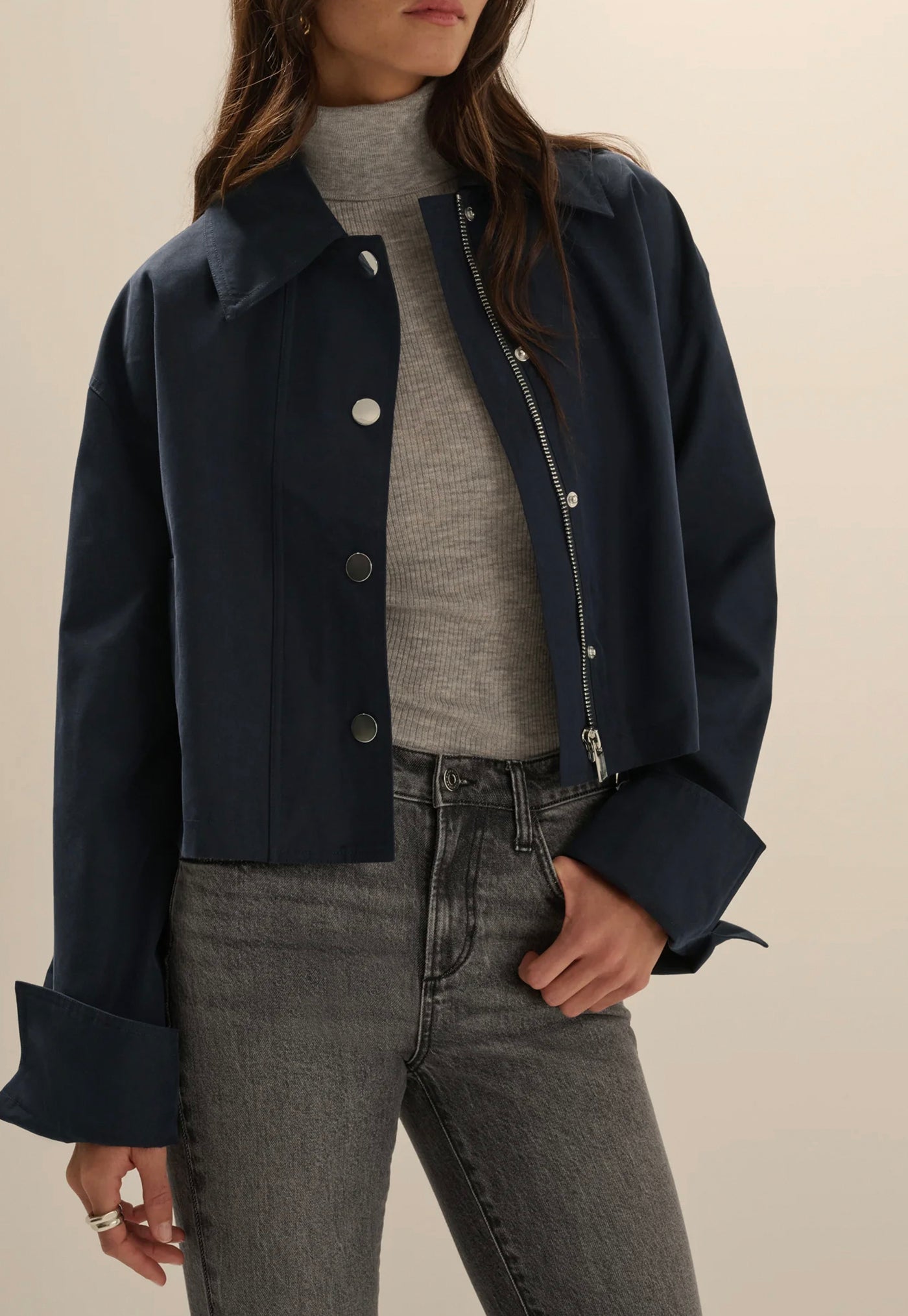 The Rue Cropped Trench - Navy