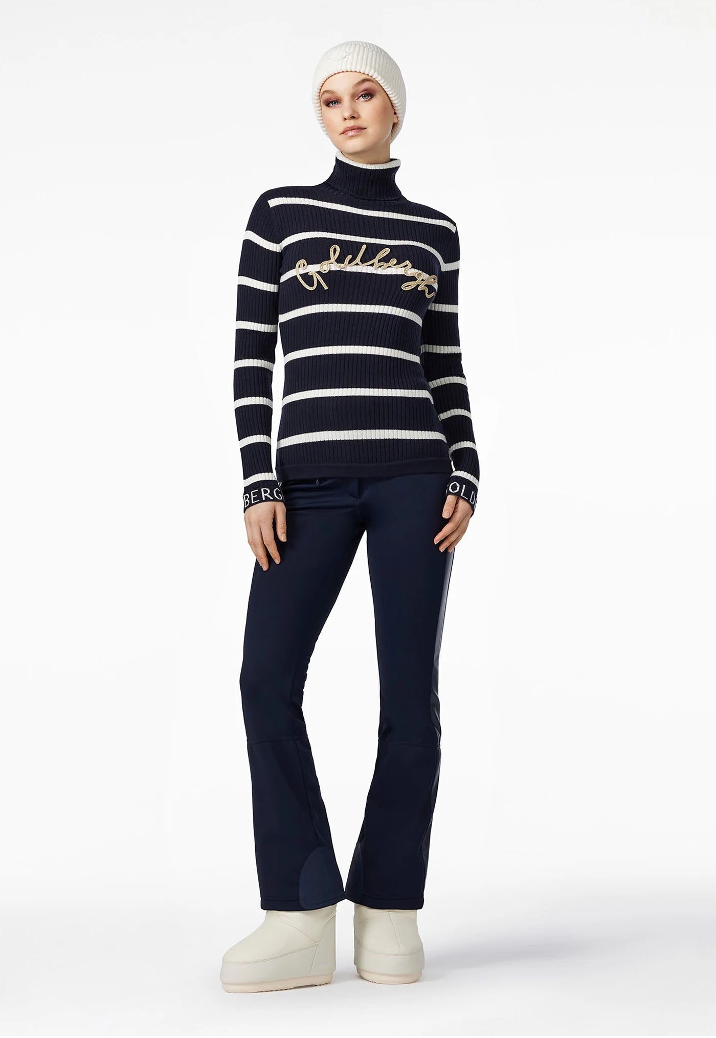 Mimi Long Sleeve Knit Sweater - Stripe Blue/Cream