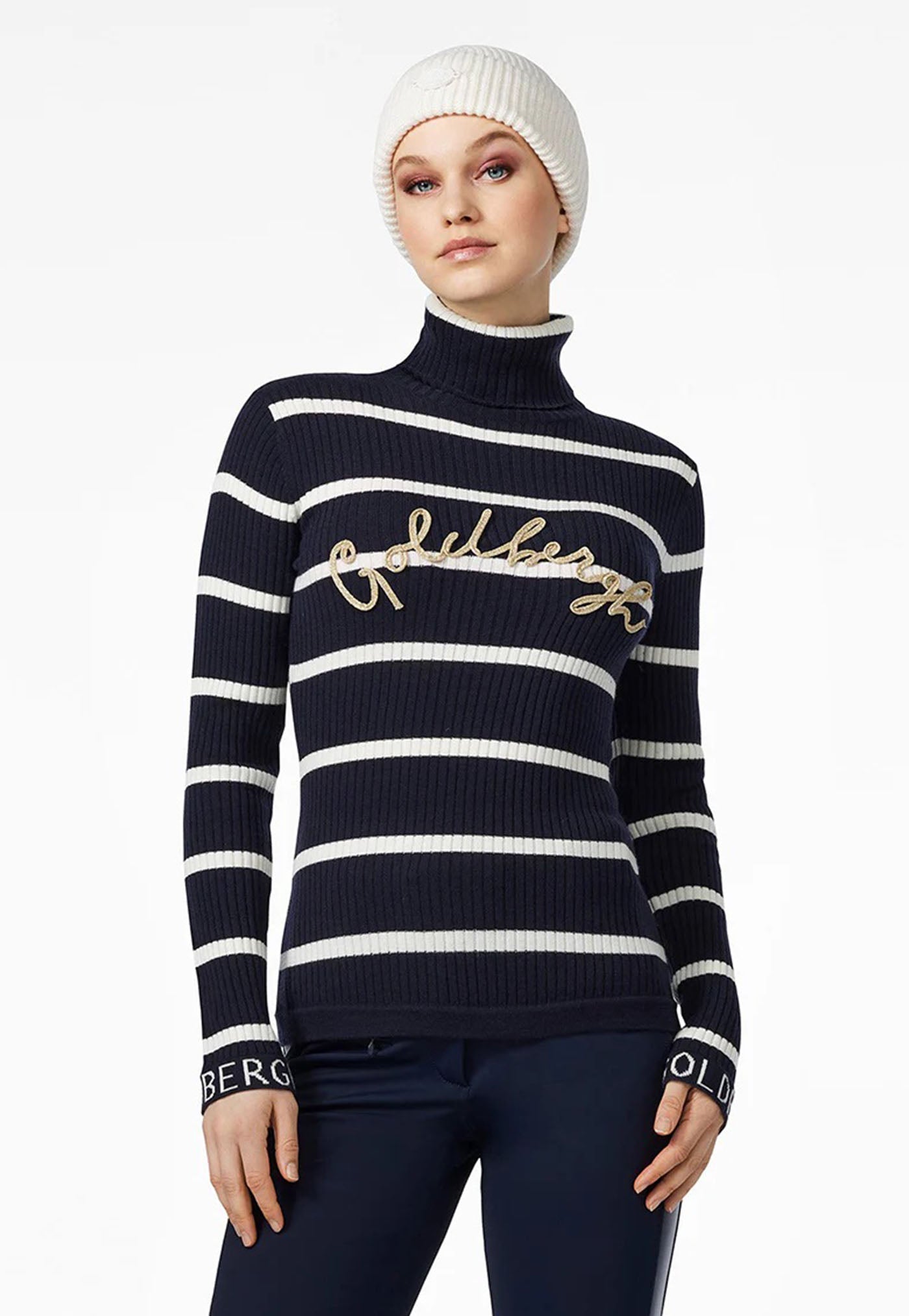 Mimi Long Sleeve Knit Sweater - Stripe Blue/Cream