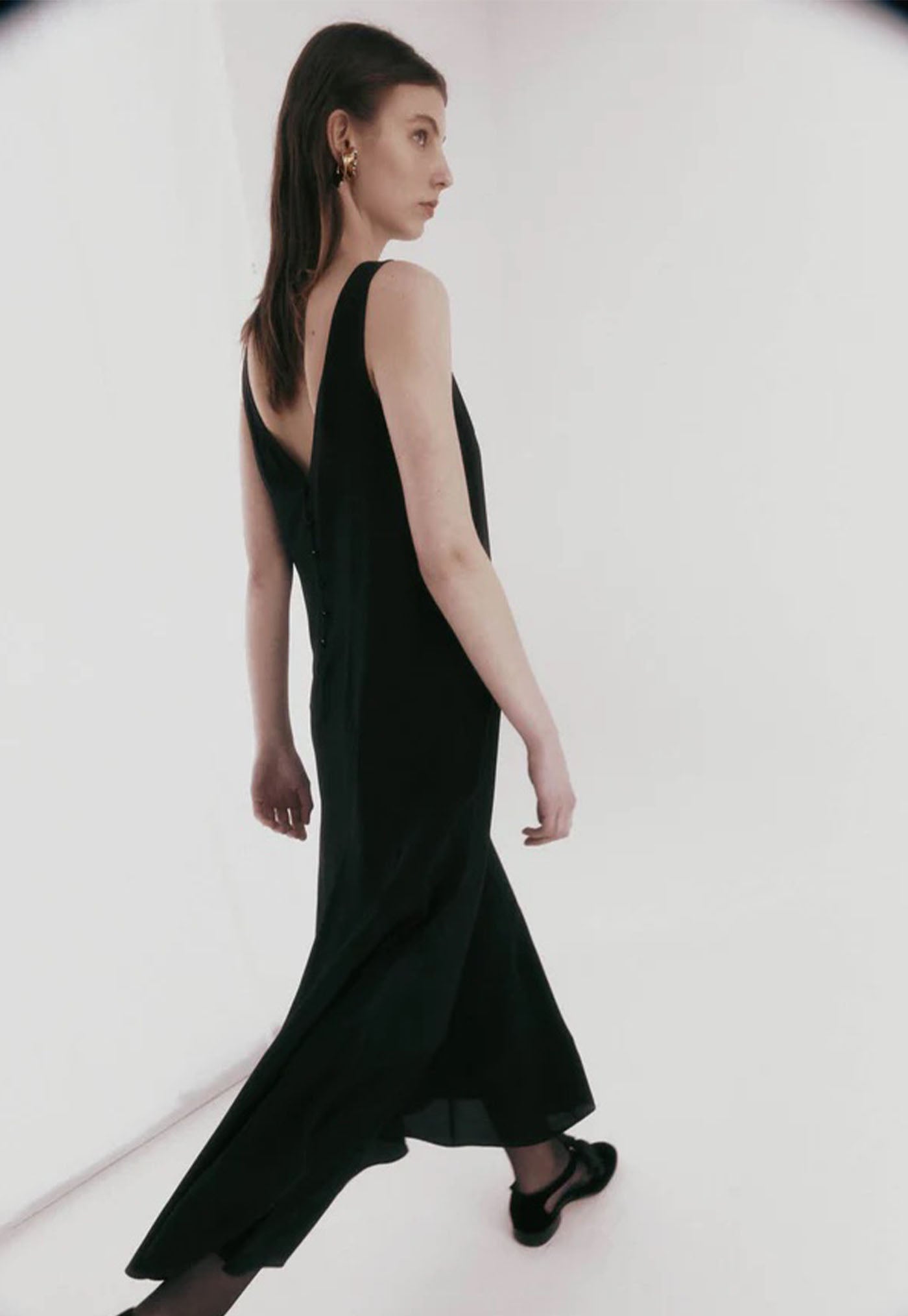Godet Dress - Black