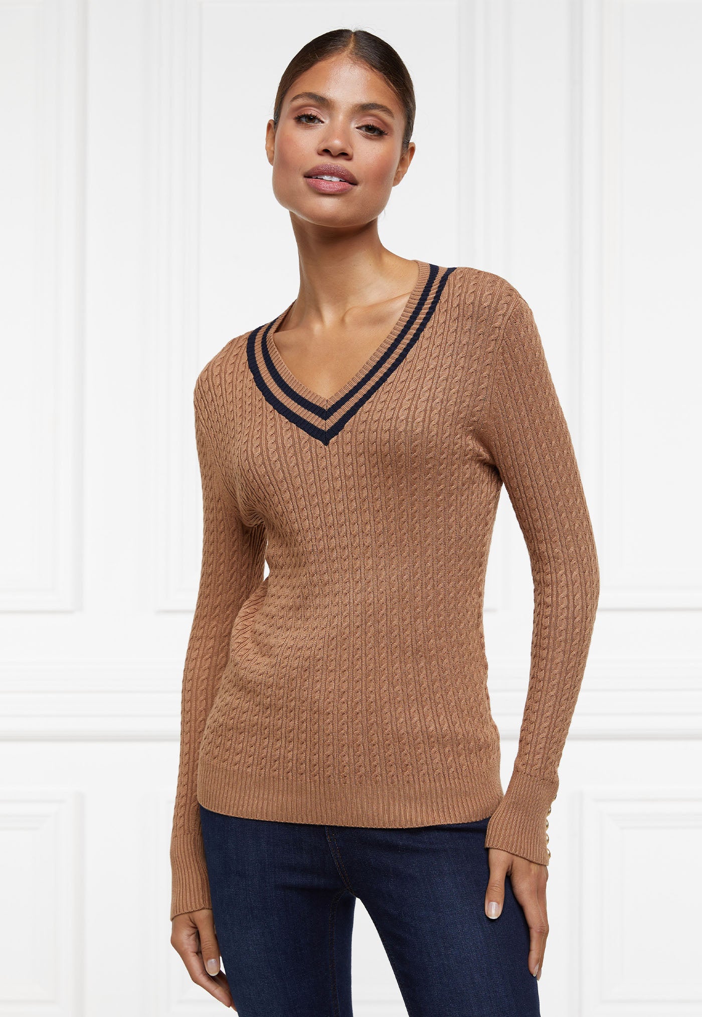 Zoe Knit - Dark Camel Marl