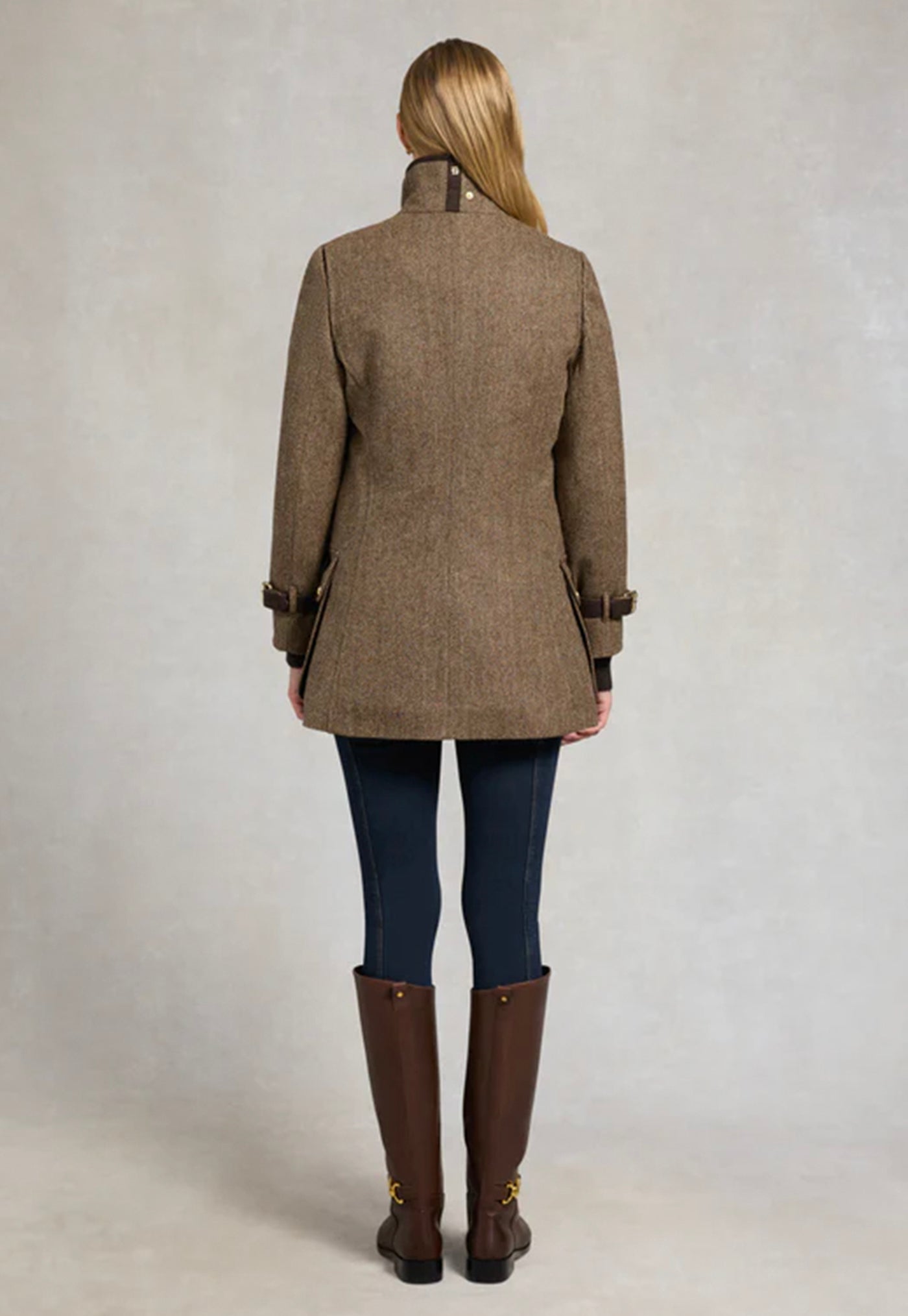Balmoral Field Coat - Large Scale Brown Herringbone