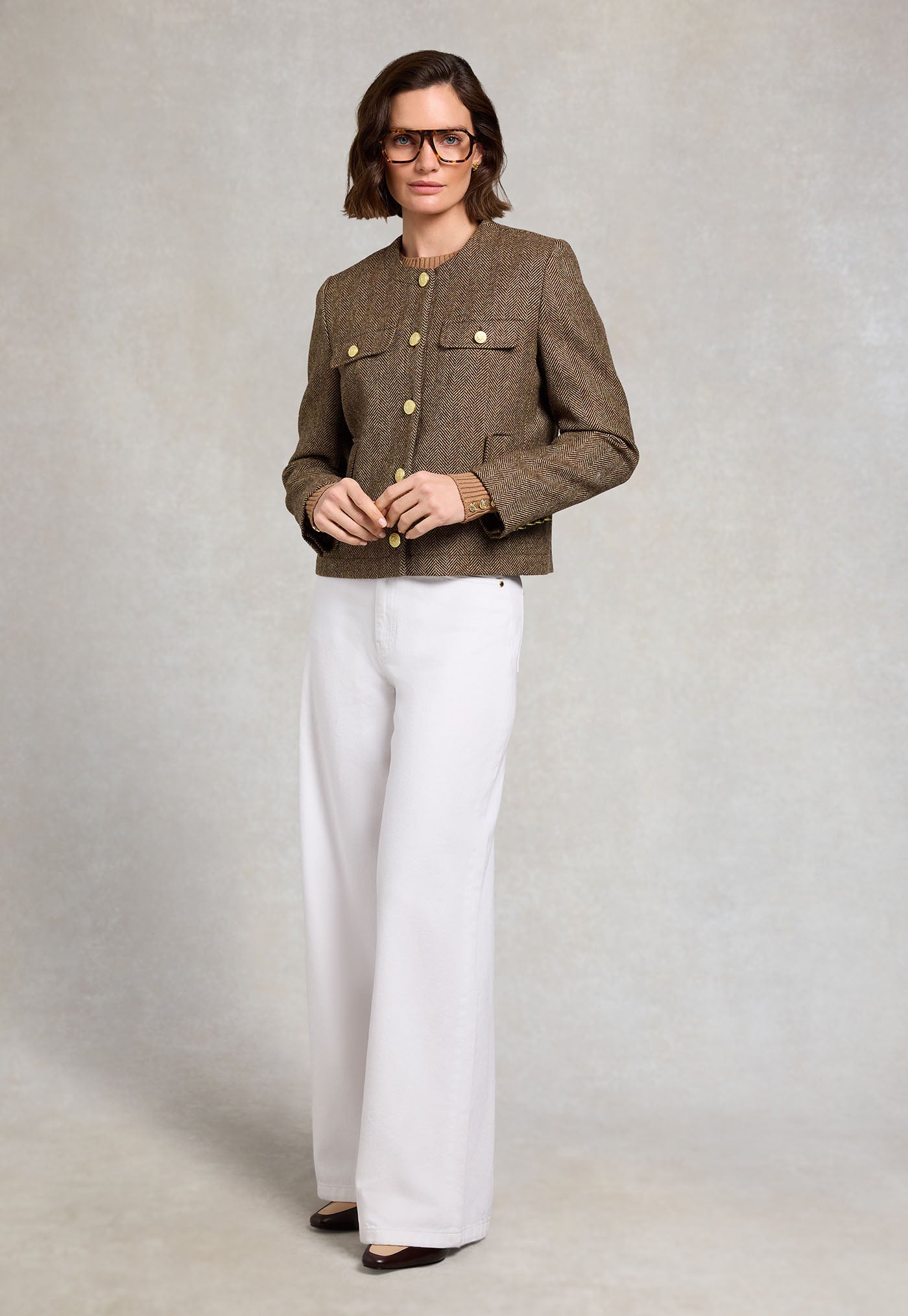 Chelsea Jacket - Large Scale Brown Herringbone