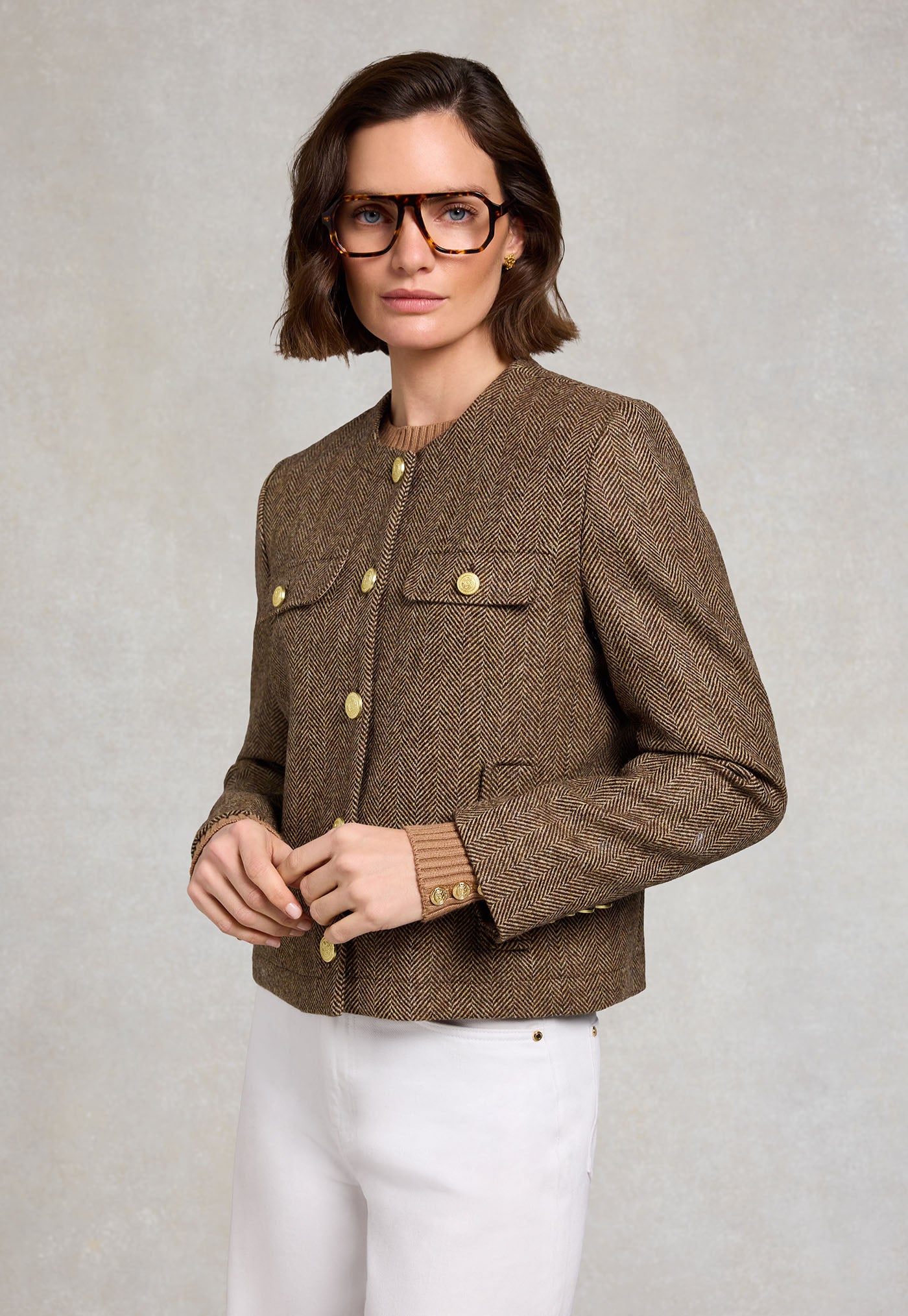 Chelsea Jacket - Large Scale Brown Herringbone
