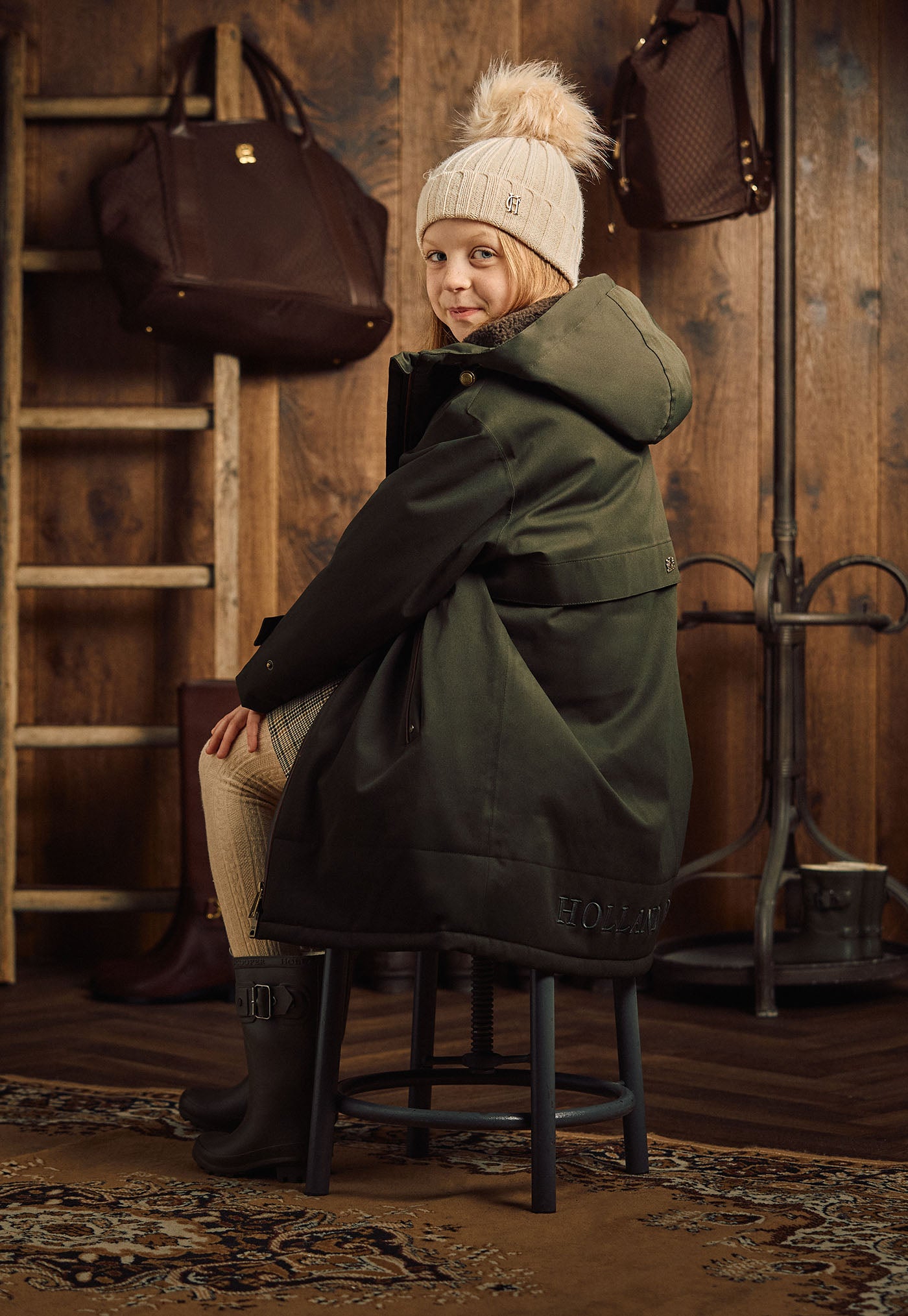 Children's Oversized Waterproof Coat - Khaki