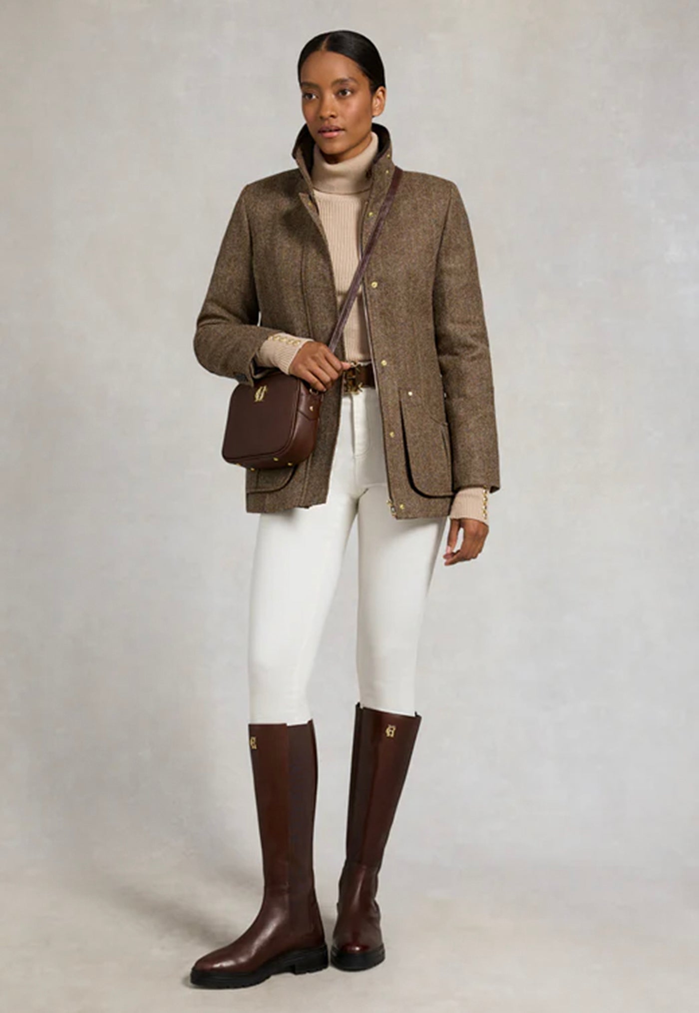 Country Classic Jacket - Large Scale Brown Herringbone
