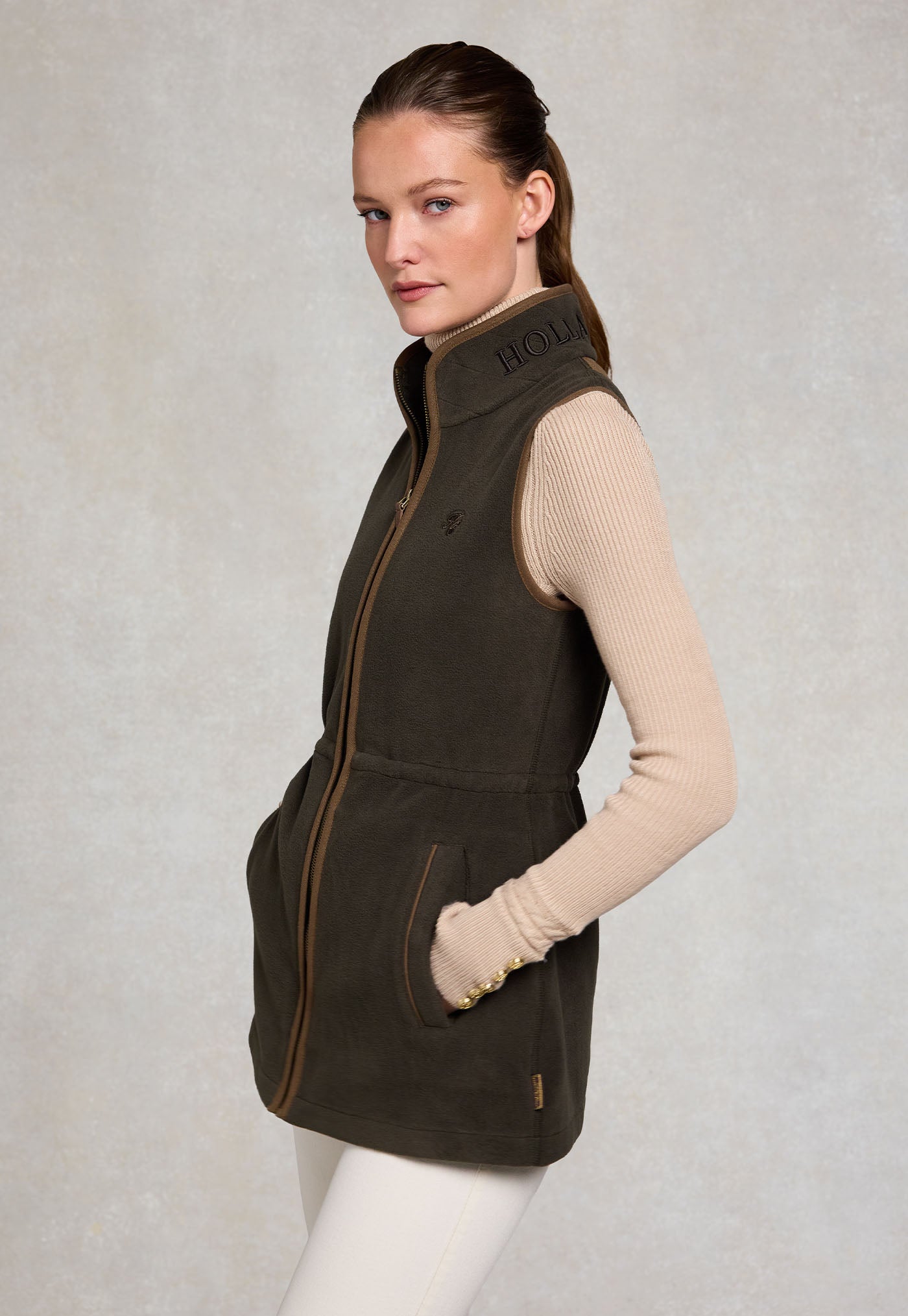 Country Longline Fleece Gilet - Khaki