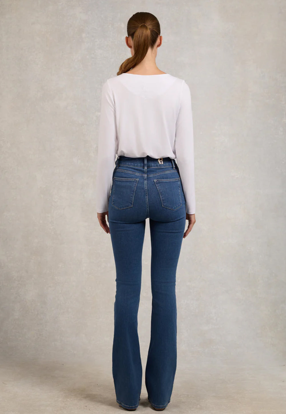 High Rise Flared Jean - Denim
