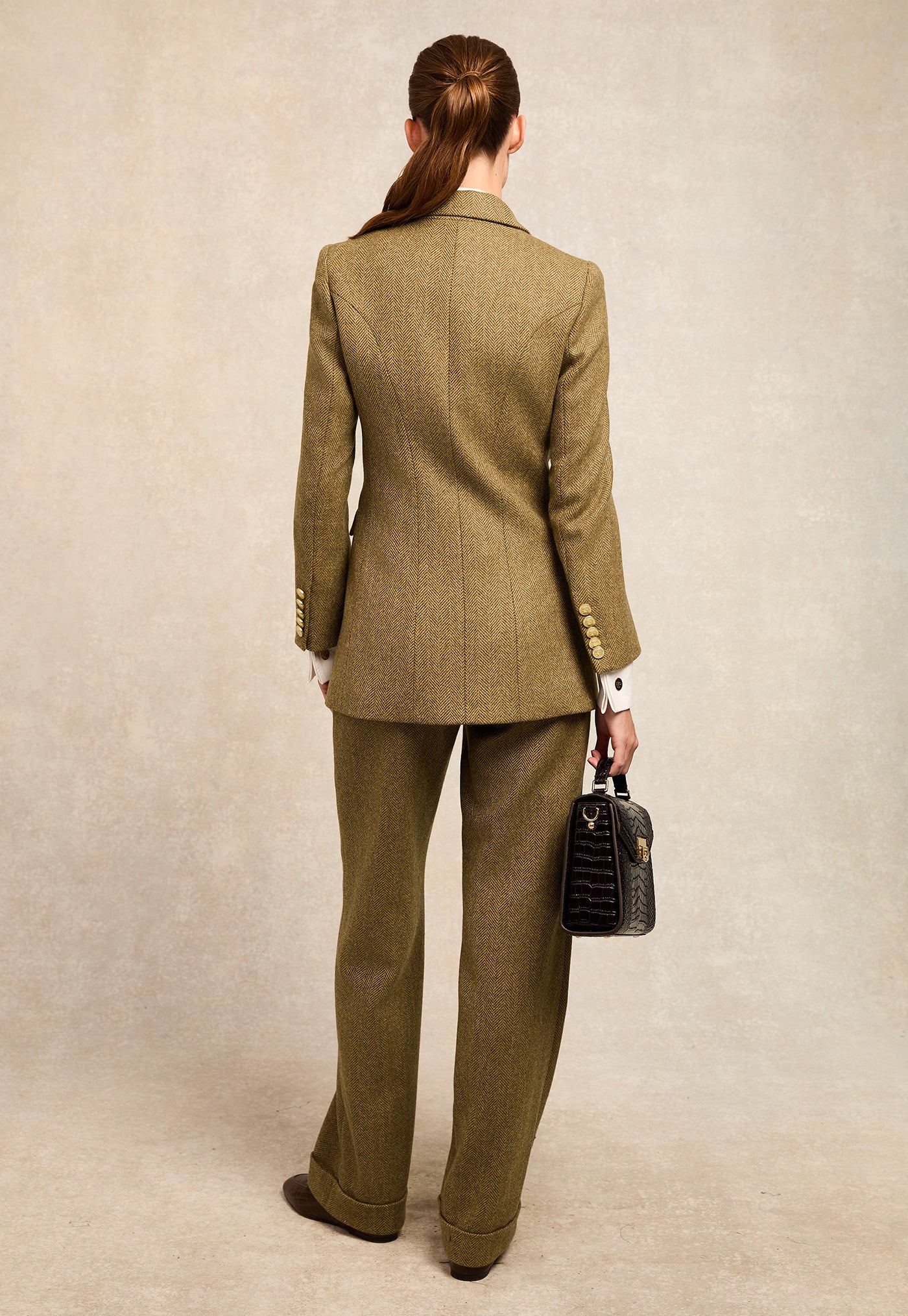 Kensington Double Breasted Blazer - Moss Herringbone