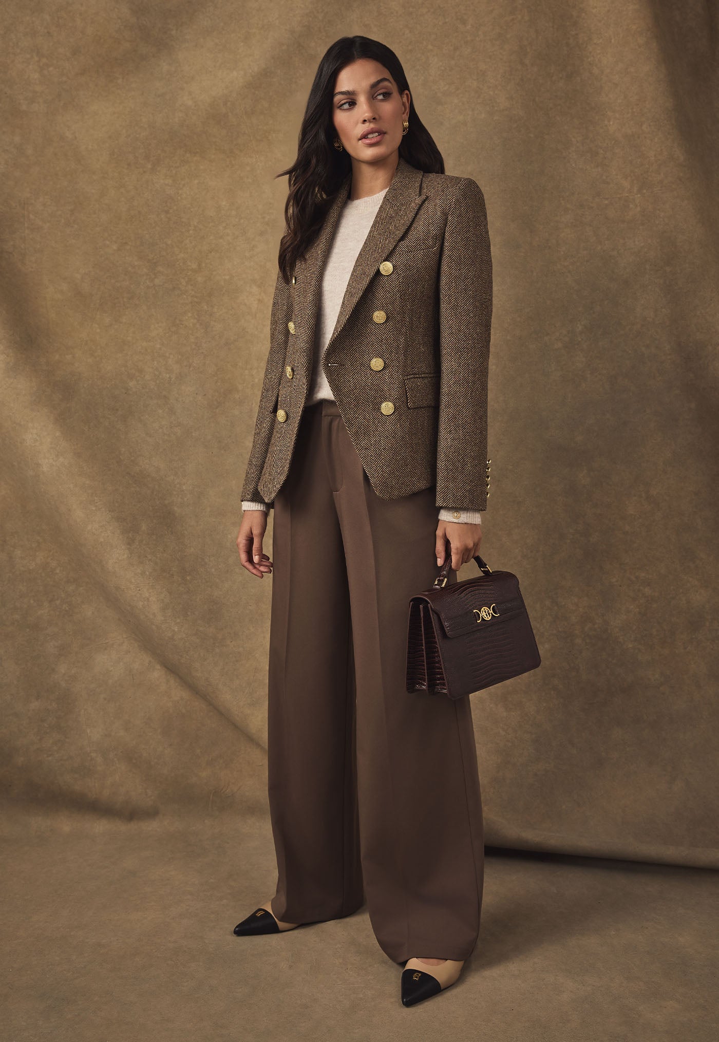 Knightsbridge Blazer - Large Scale Brown Herringbone