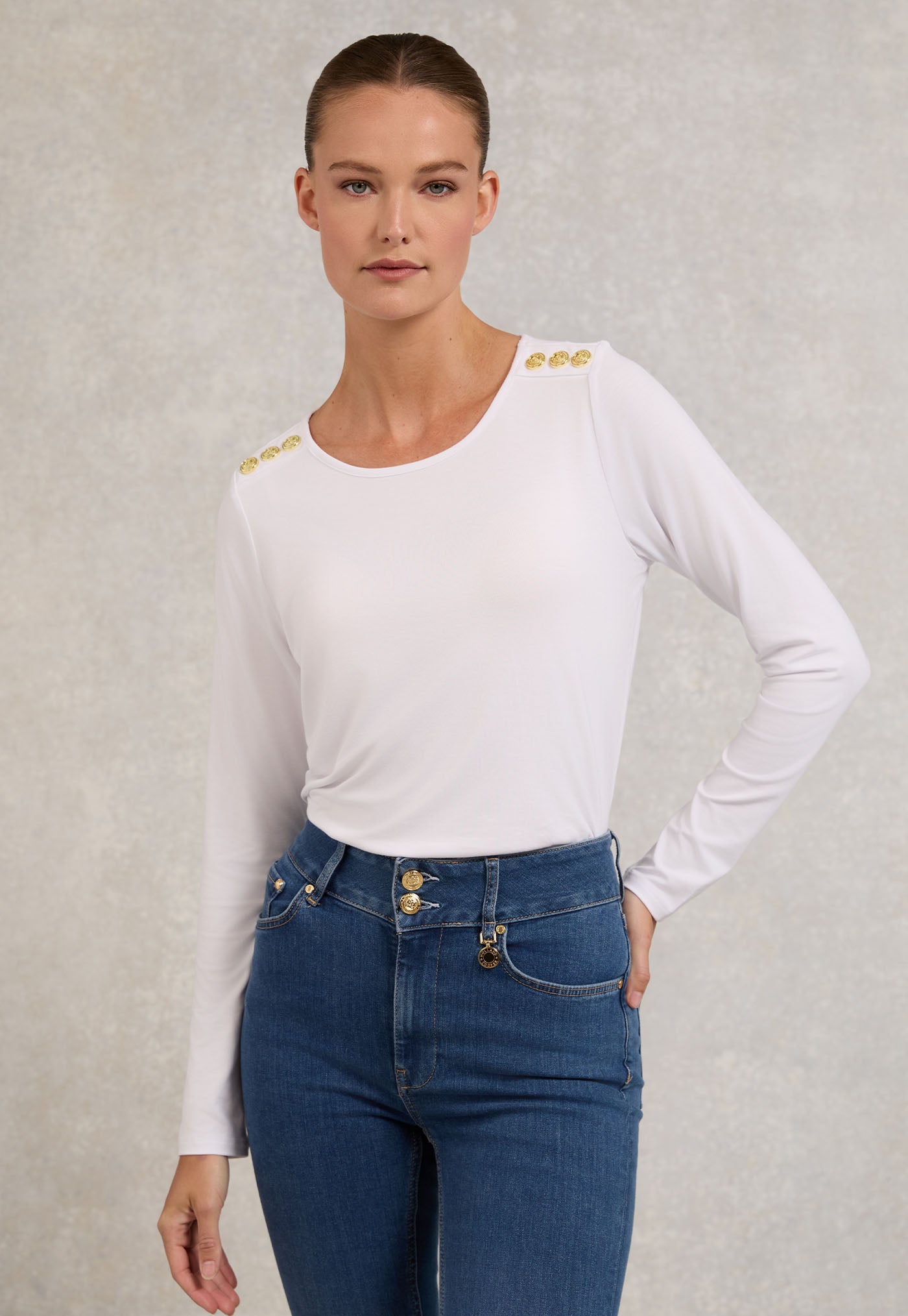 Long Sleeve Crew Neck Tee - White