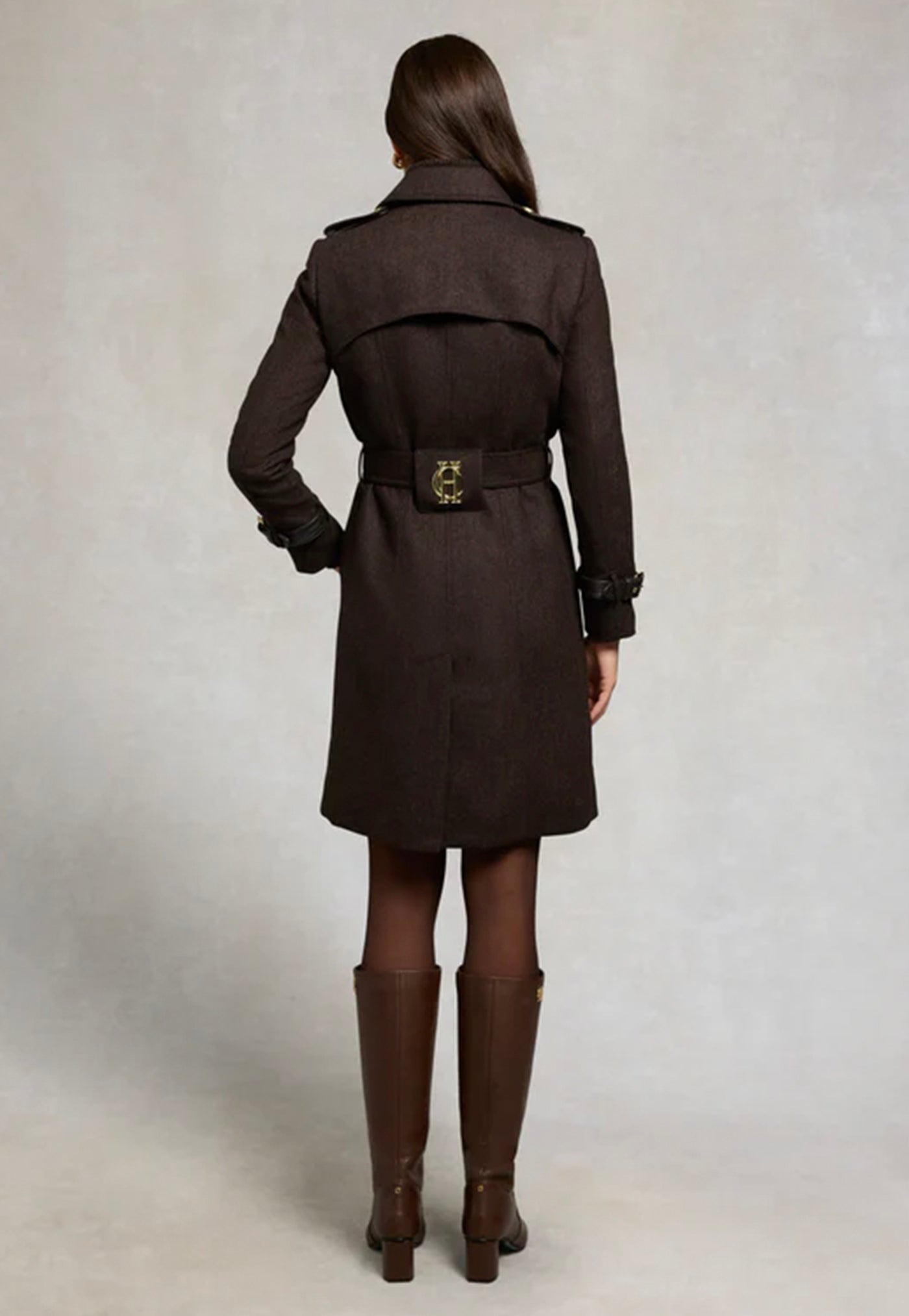 Marlborough Trench Coat - Chocolate Herringbone