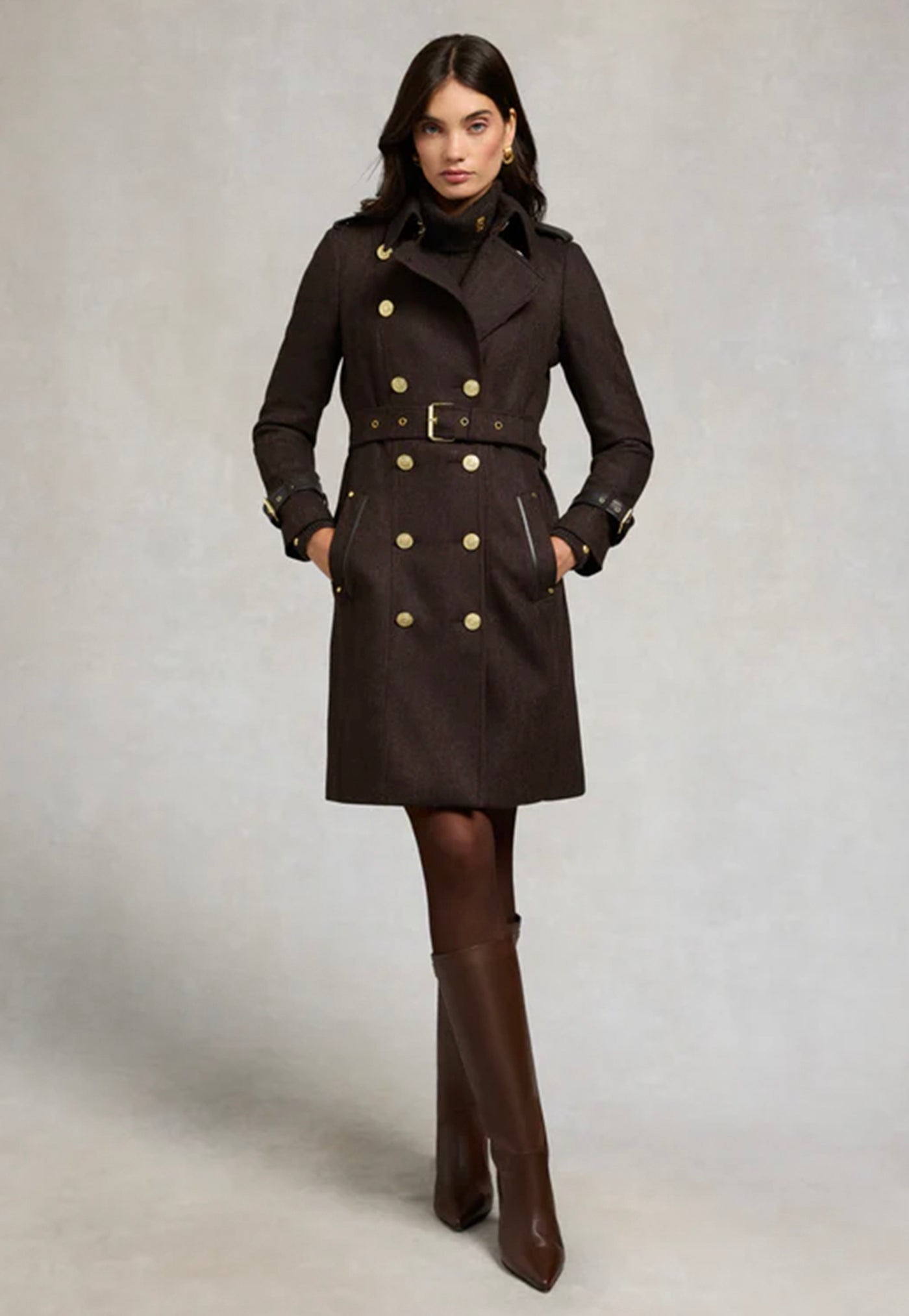 Marlborough Trench Coat - Chocolate Herringbone