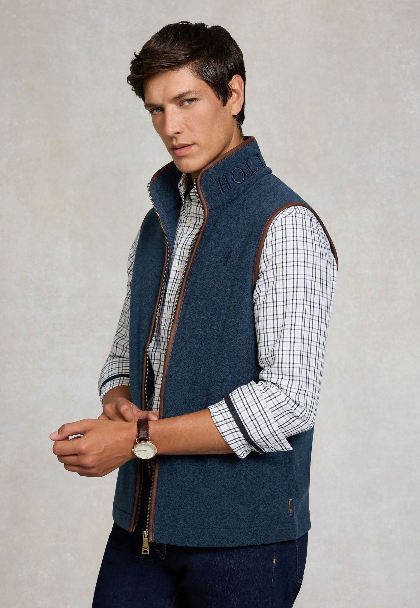 Men's Country Fleece Gilet - Dusty Blue