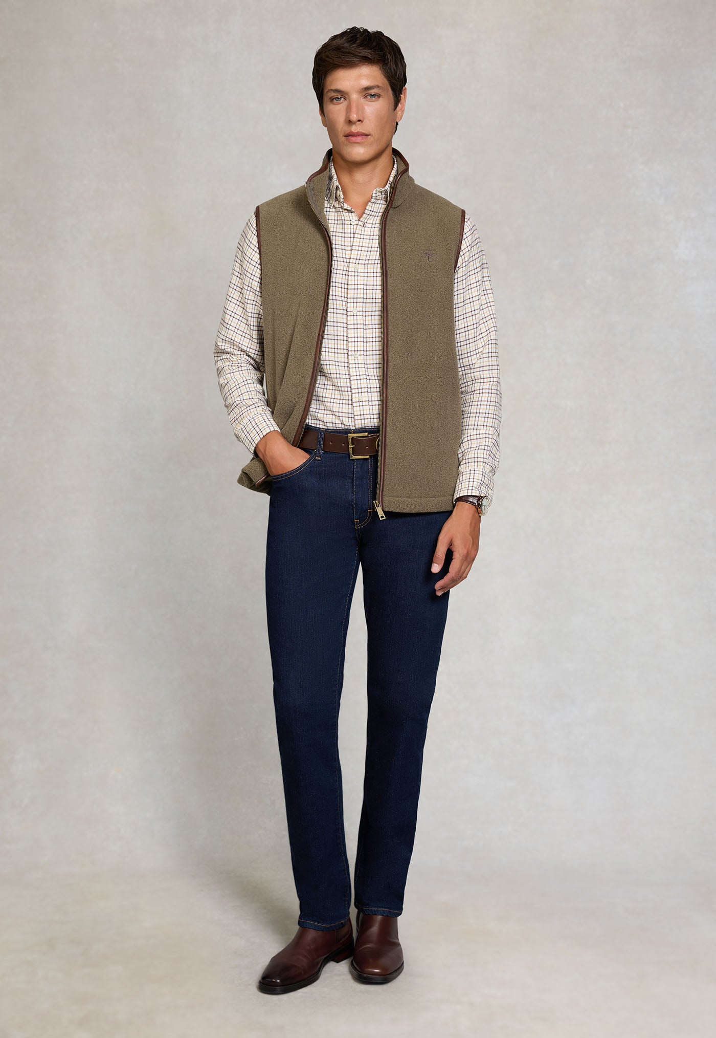 Men's Country Fleece Gilet - Dusty Khaki