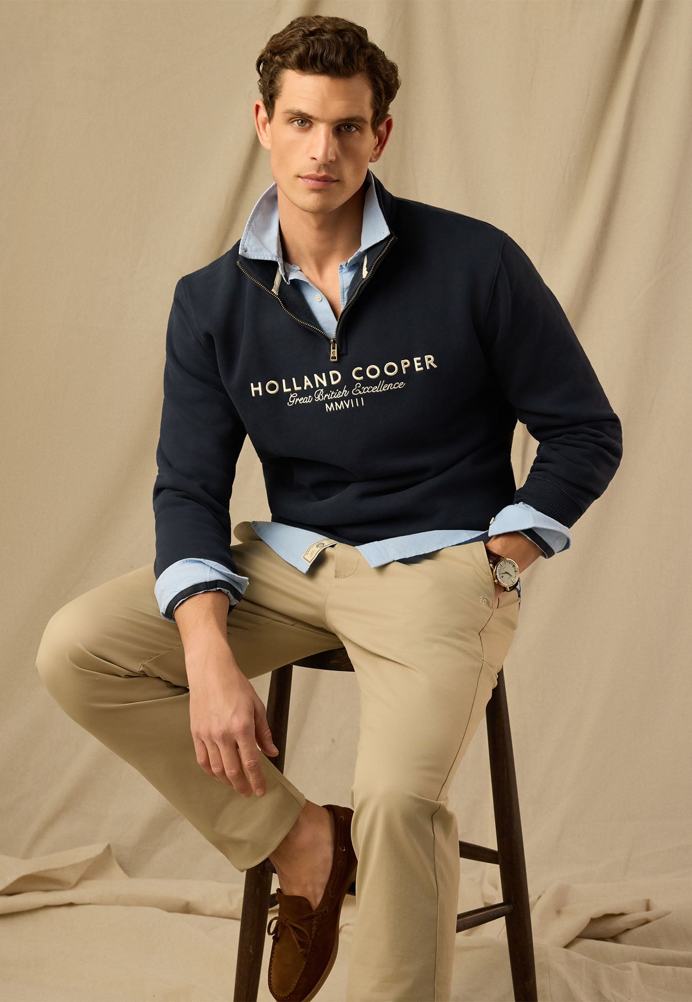 Men's Sporting Goods Zip Henley - Ink Navy